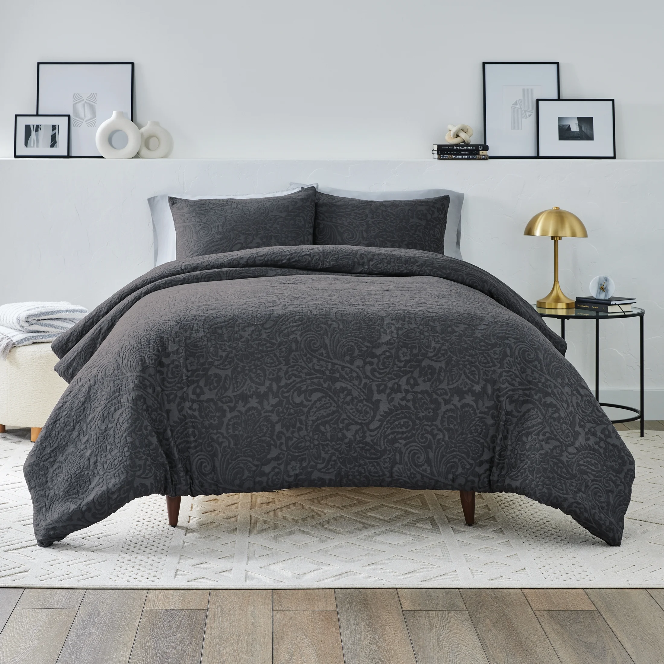 Better Homes & Gardens 3-Piece Sage Green Crinkled Gauze Duvet Set, Adult Full/Queen - Womvr