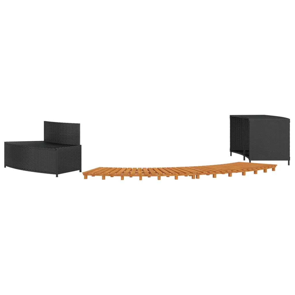 Irfora Spa Surround Black Poly Rattan and Solid Wood Acacia - Womvr