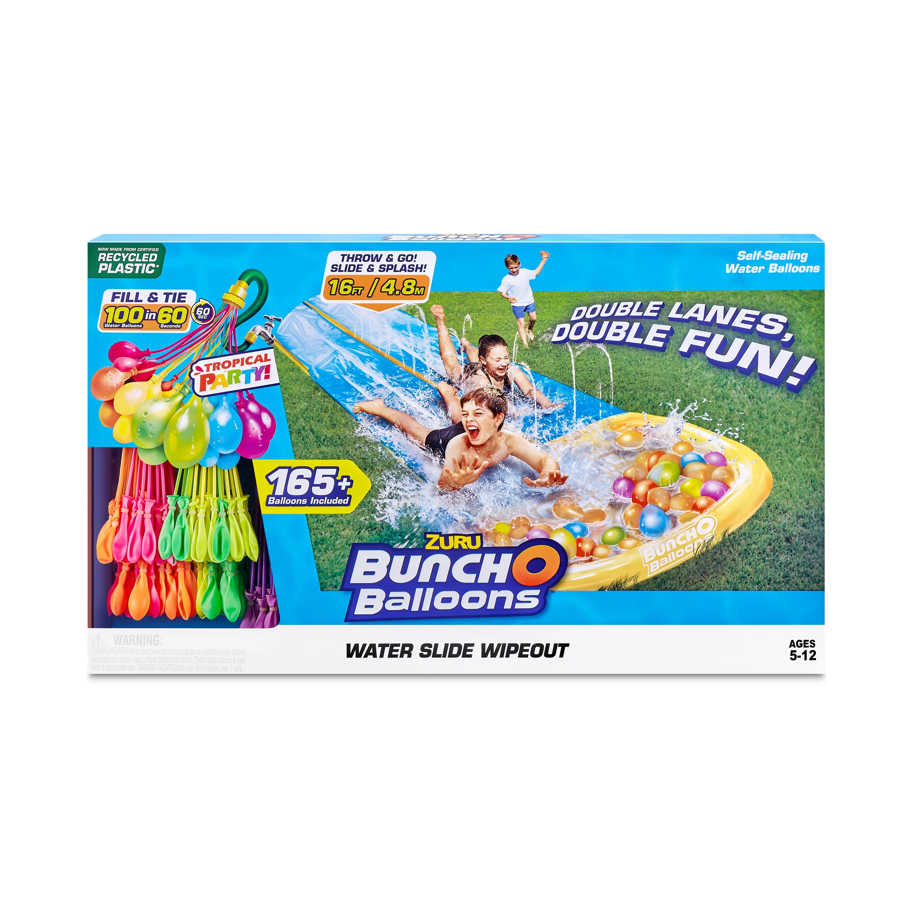 Bunch O Balloons Tropical Party Water Slide Wipeout (2x Lane) by ZURU - Womvr