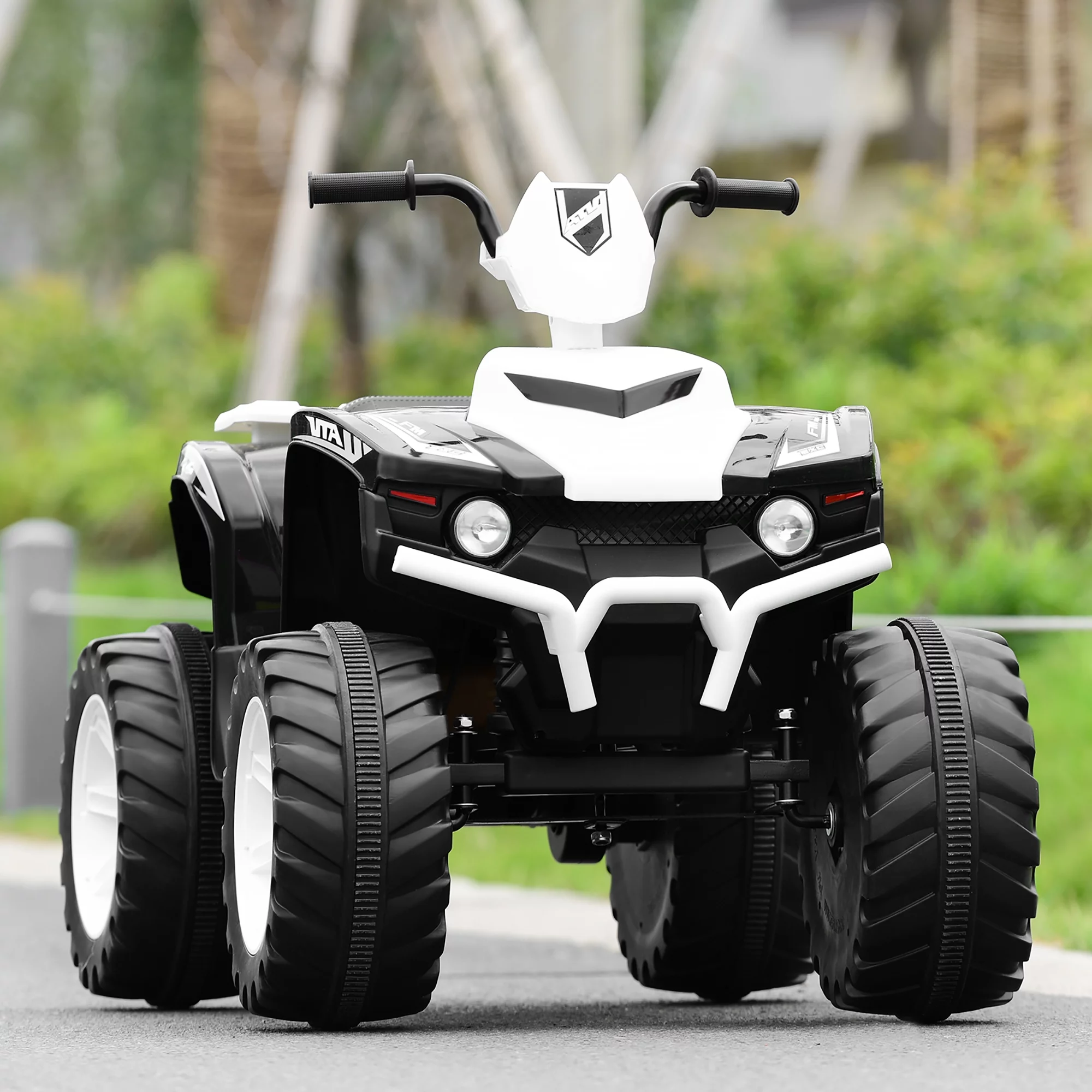 Costway 12V Kids 4-Wheeler ATV Quad Ride On Car w/ LED Lights Music  USB Navy - Womvr