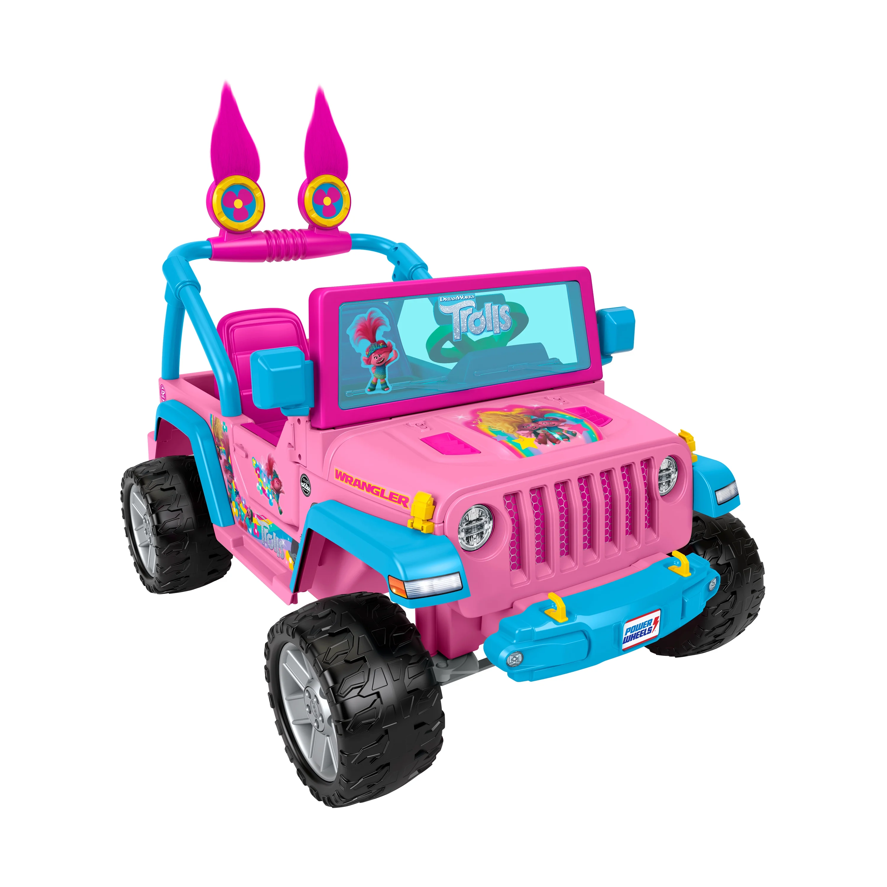 Power Wheels Trolls Band Together Jeep Wrangler Ride-On Toy Vehicle With Sounds - Womvr