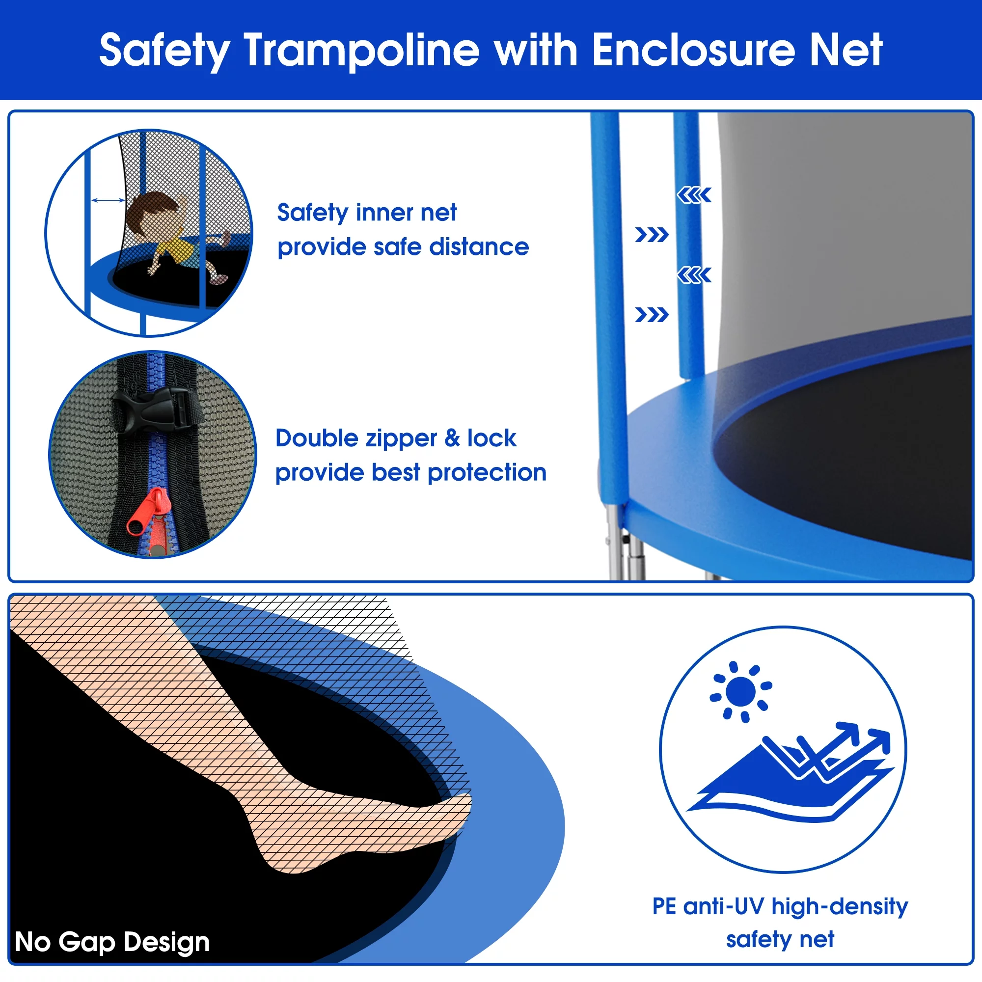 Kumix Trampoline with Enclosure, 1200LBS 12 14 15 16FT Trampoline for Kids Adults, Trampoline with Basketball Hoop, Lights, Sprinkler and Socks, Outdoor Heavy Duty Trampoline - Womvr