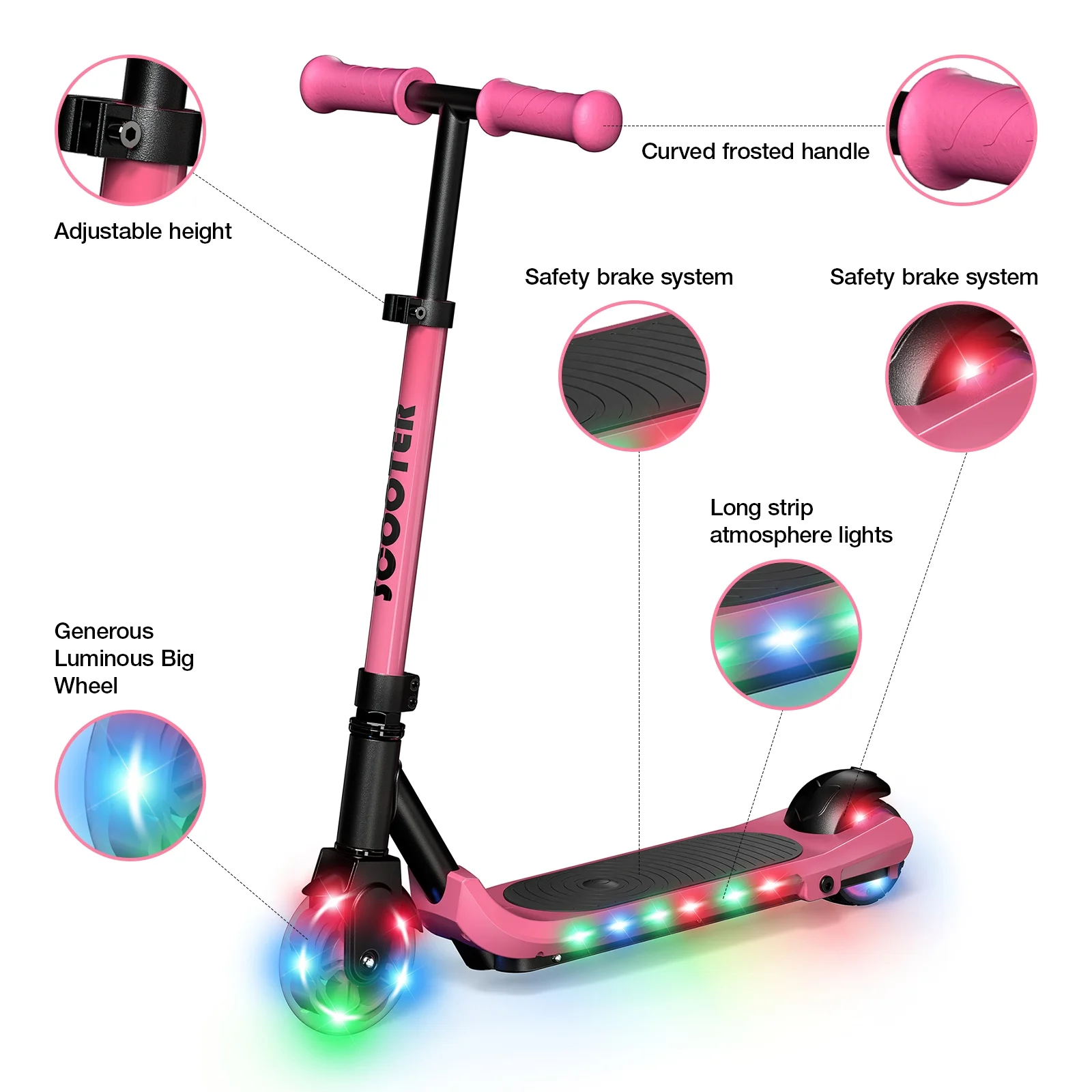 Electric Scooter for Kids, 60W Electric Scooter for Kids Ages 8+, Up to 120 lbs & 60 mins of Ride - Womvr