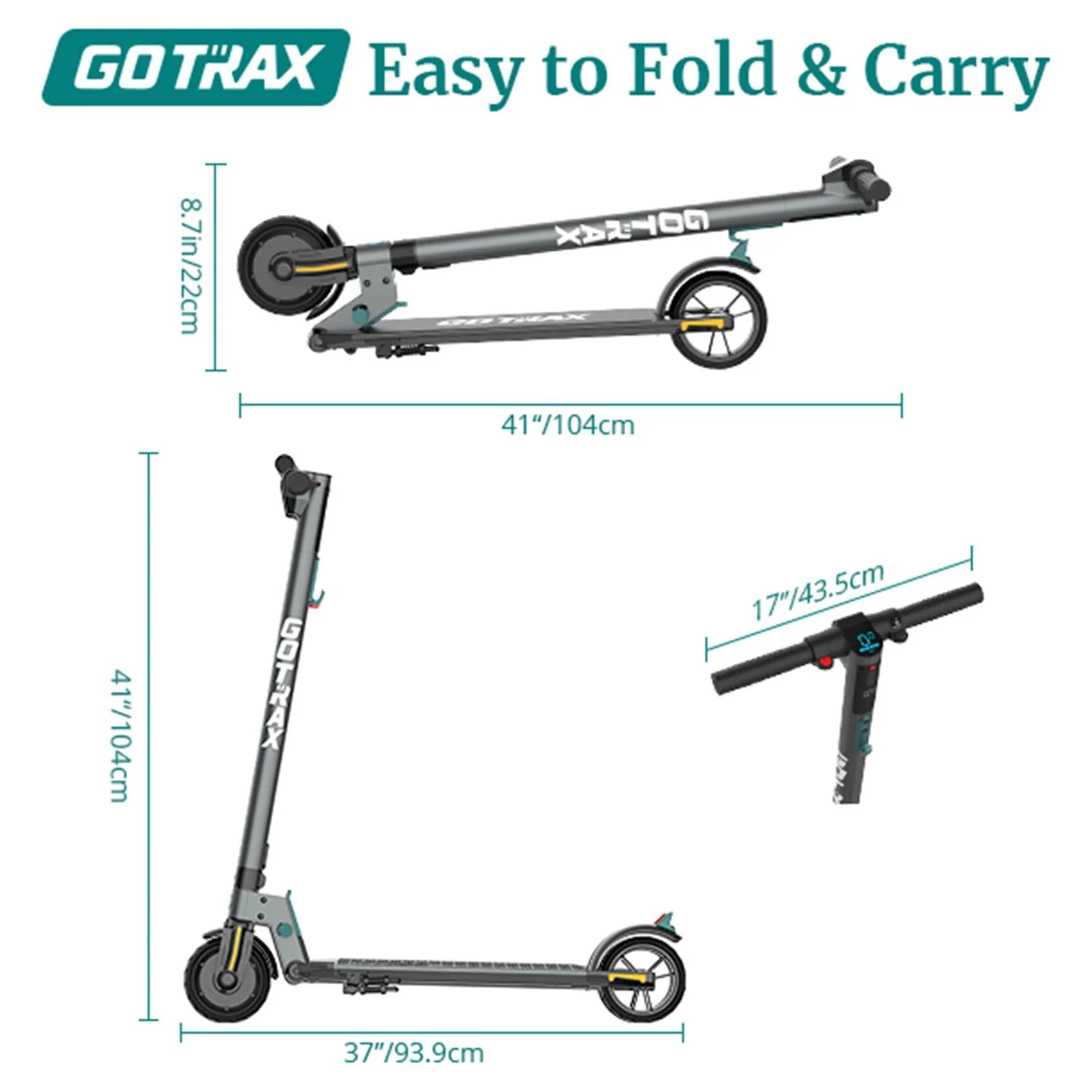 GOTRAX G2Plus Foldable Electric Scooter for Adult Teens Age of 8+ with 6