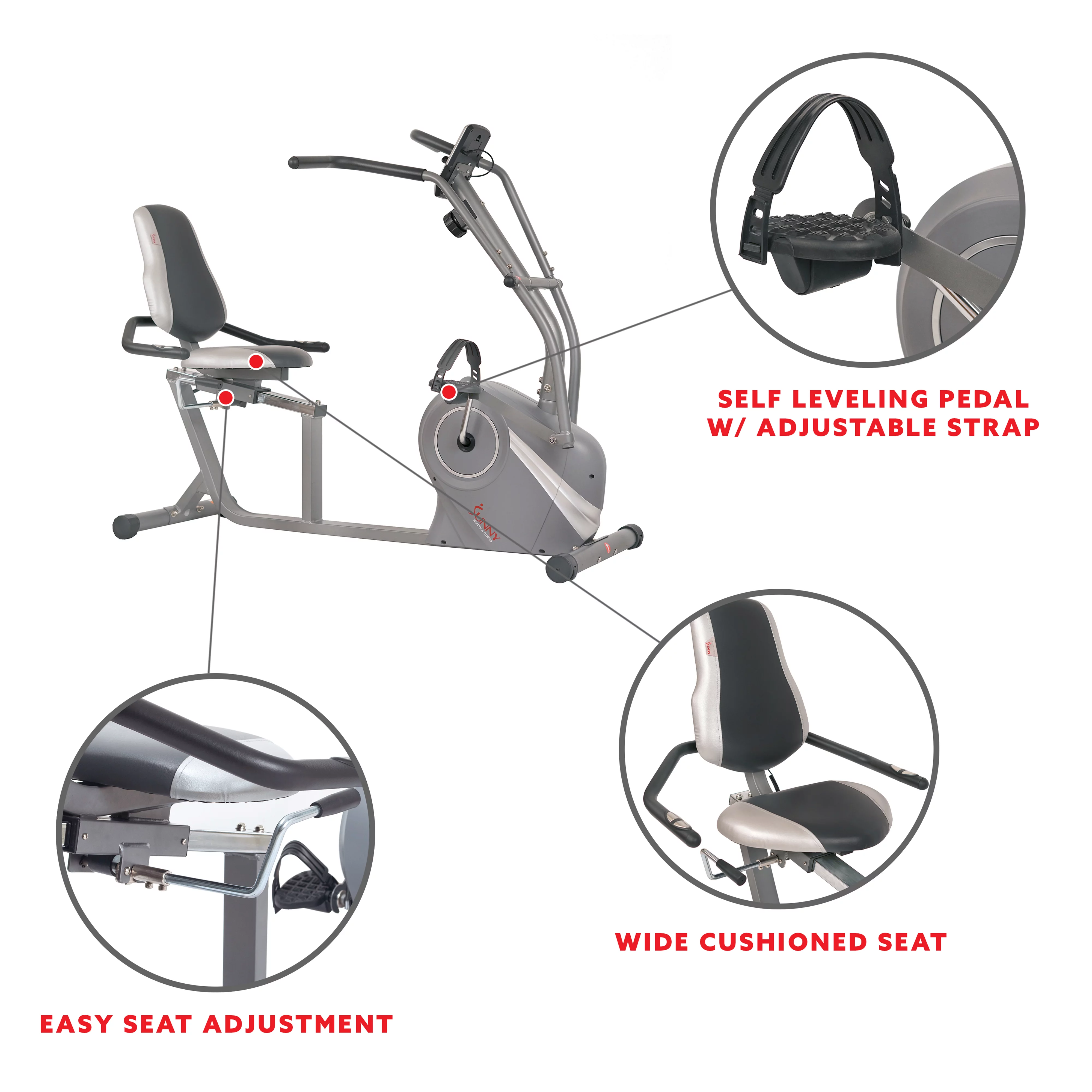 Sunny Health & Fitness Cross Trainer Magnetic Recumbent Bike with Arm Exercisers - SF-RB4936 - Womvr