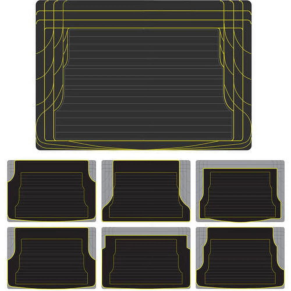 Motor Trend 100 Percent Odorless Car Floor Mats with Standard Trunk Cargo Mat, 4 Pieces Rubber Protection, Black Beige Gray - Womvr