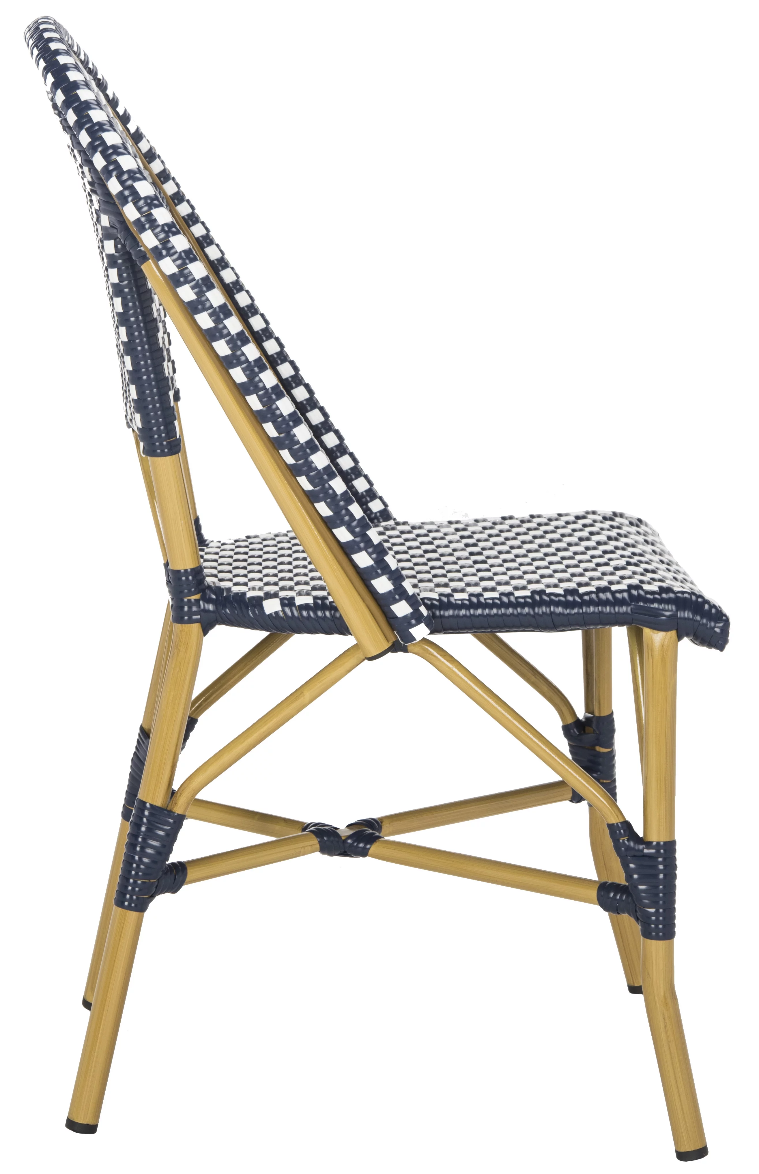 SAFAVIEH Salcha Outdoor French Bistro Side Chair, Blue/White, Set of 2 - Womvr