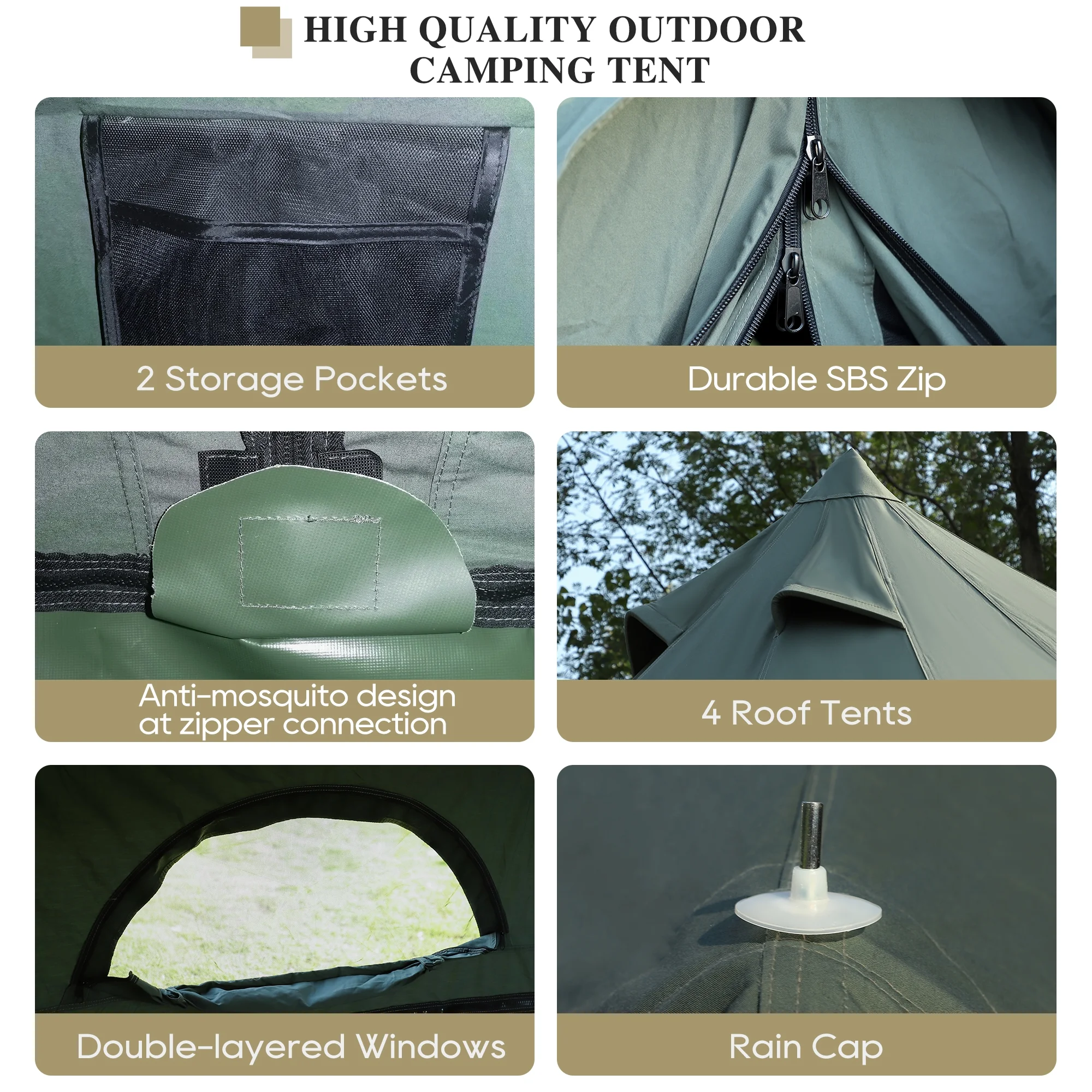 LVUYOYO Bell Tent for Camping, Cotton Canvas Bell Tent with Stove Jack, Outdoor Canvas Bell Tent for Family Glamping Camping, 4 Season Tent with Zipped Removable Floor,5M,Green - Womvr