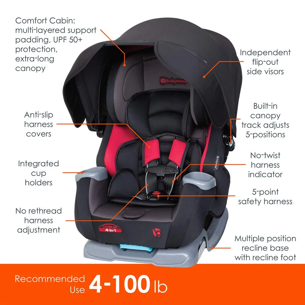 Baby Trend Cover Me 4-in-1 Convertible Car Seat - Vespa - Gray - Womvr