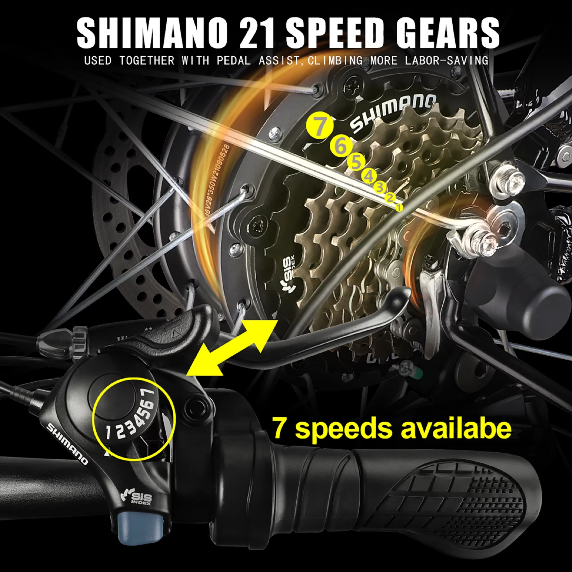 ZNH Mountain Electric Bicycle, 26 in. 350 W, Removable 36 V/10 Ah Battery, Black - Womvr