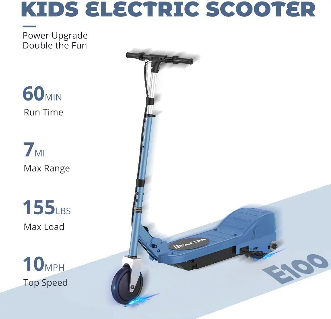 Maxtra Scooters E100 Folding Electric Scooter with Adjustable Handlebar for Kids Ages 6-12, up to 10 MPH, 155 Lbs. Max Load - Womvr