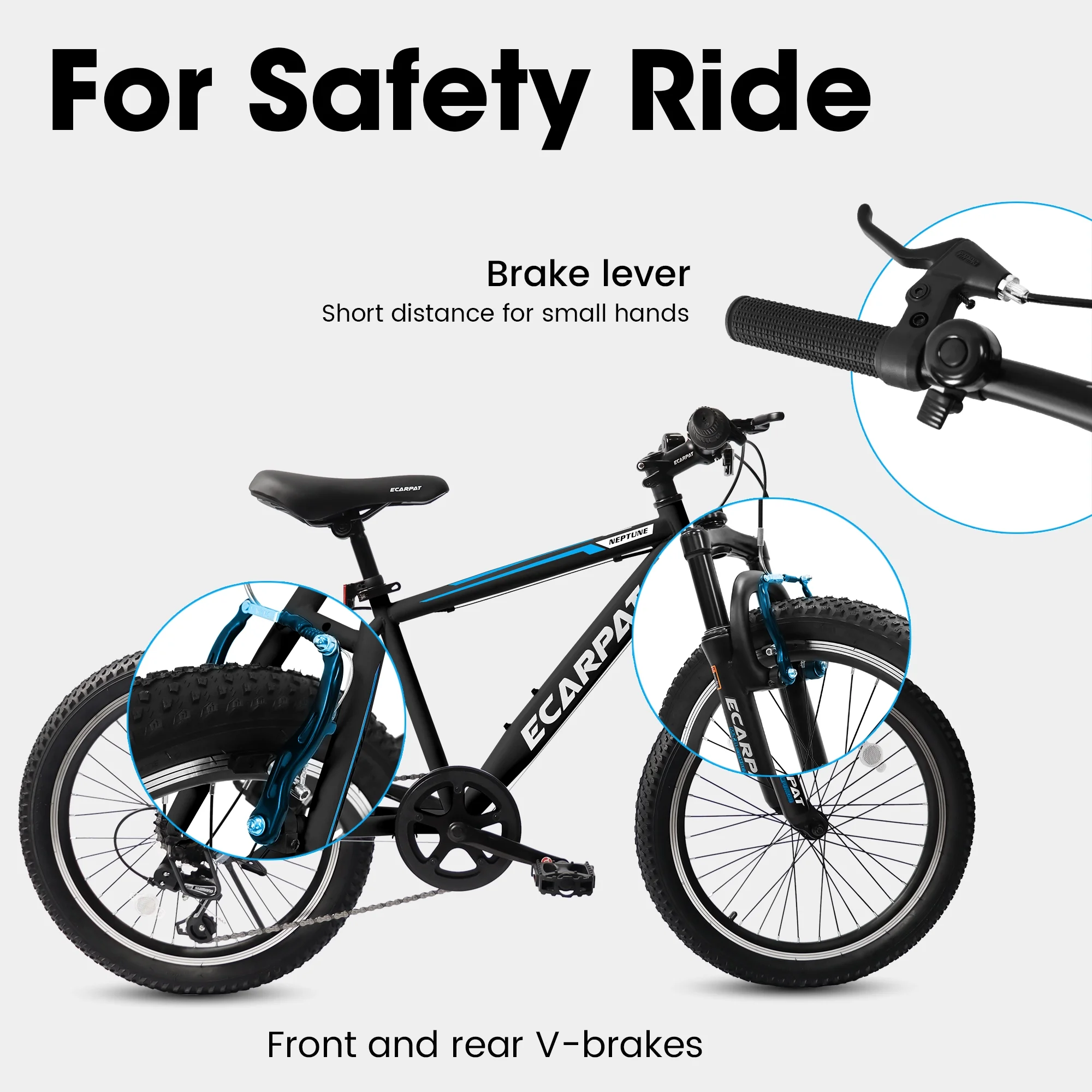 20 inch Kids Bike for Boys Girls, Boys Bike with Gears, 7 Speed Black - Womvr