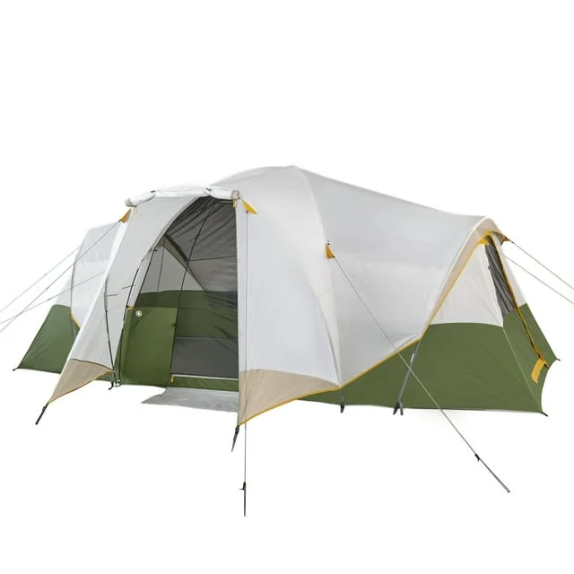 Slumberjack 958850321-WM Riverbend 10-Person 3-Room Hybrid Dome Tent, Off-White/Green - Womvr