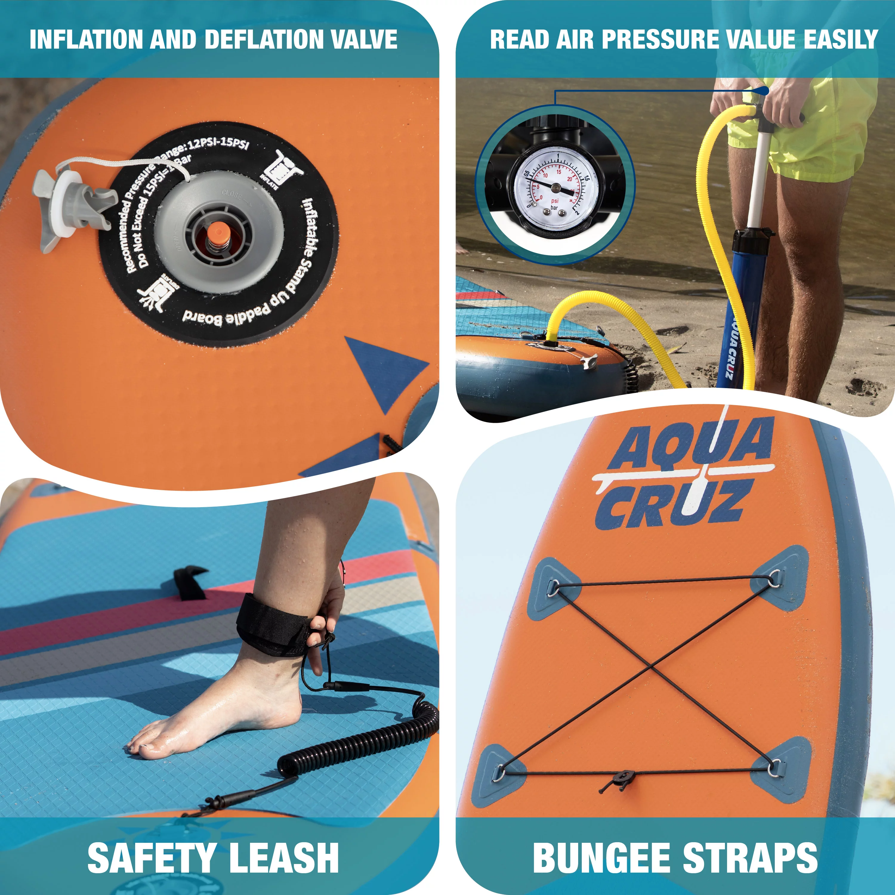 Aquacruz Suncruzer 9 ft. Inflatable Stand Up Paddle Board Set with Accessories - Womvr