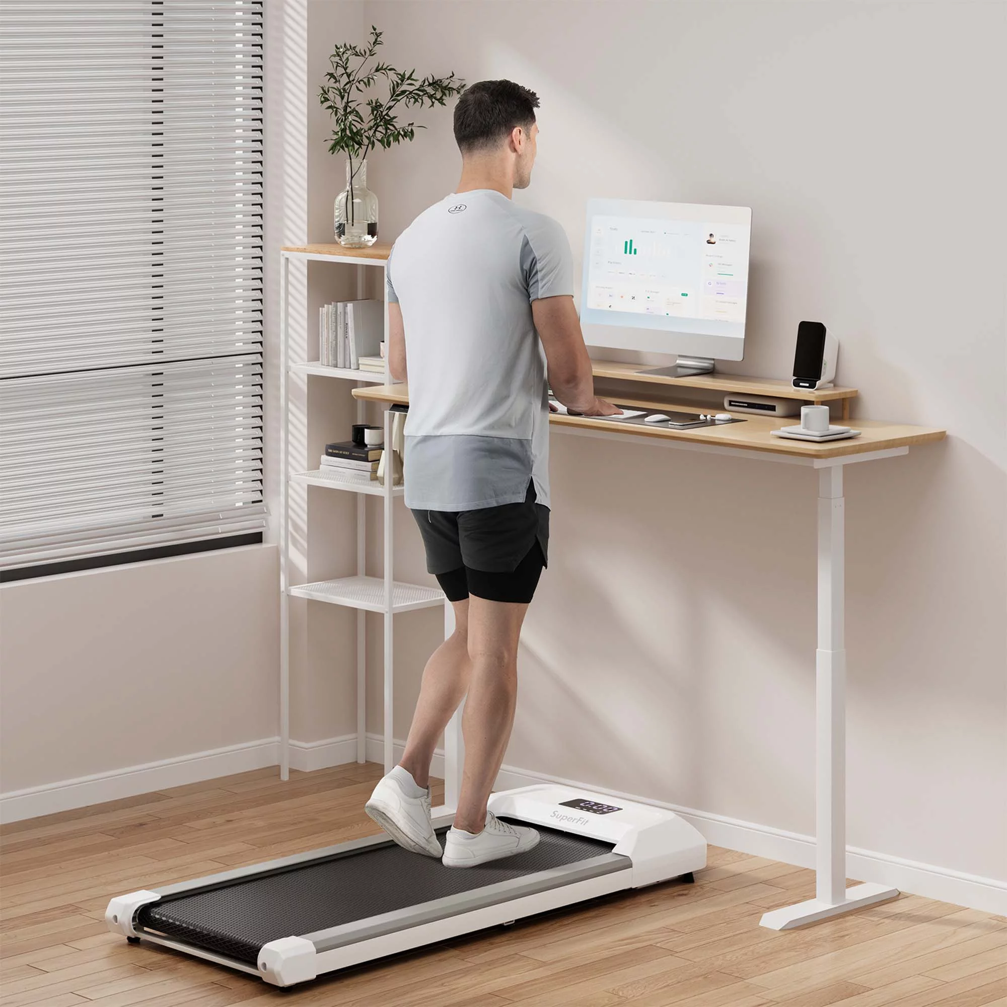 SuperFit 0.6-3.8MPH Walking Pad Under Desk Treadmill with Remote Control and LED Display Black - Womvr