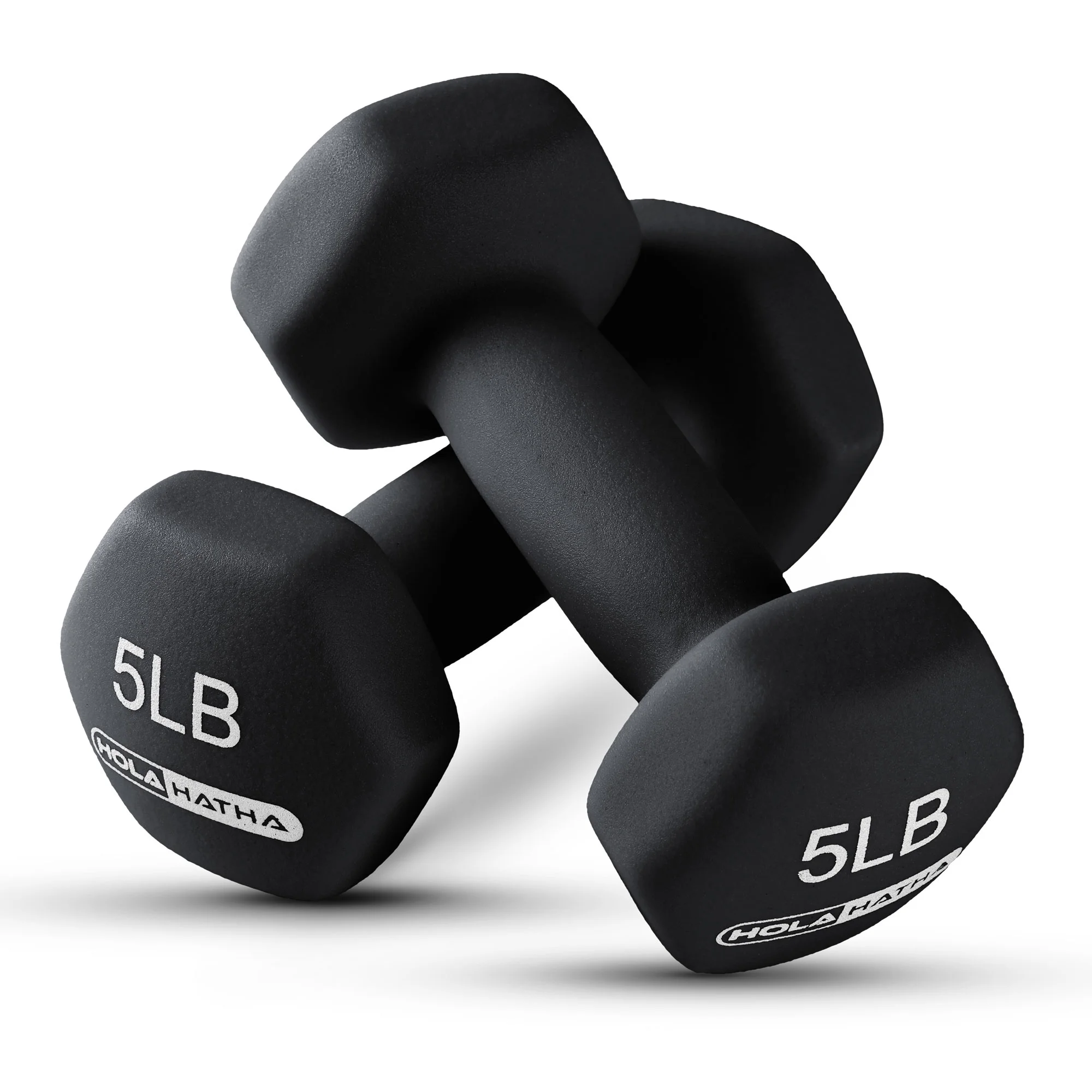 HolaHatha 3, 5, 8, 10, and 12 Pound Neoprene Dumbbell Weight Set, Black - Womvr