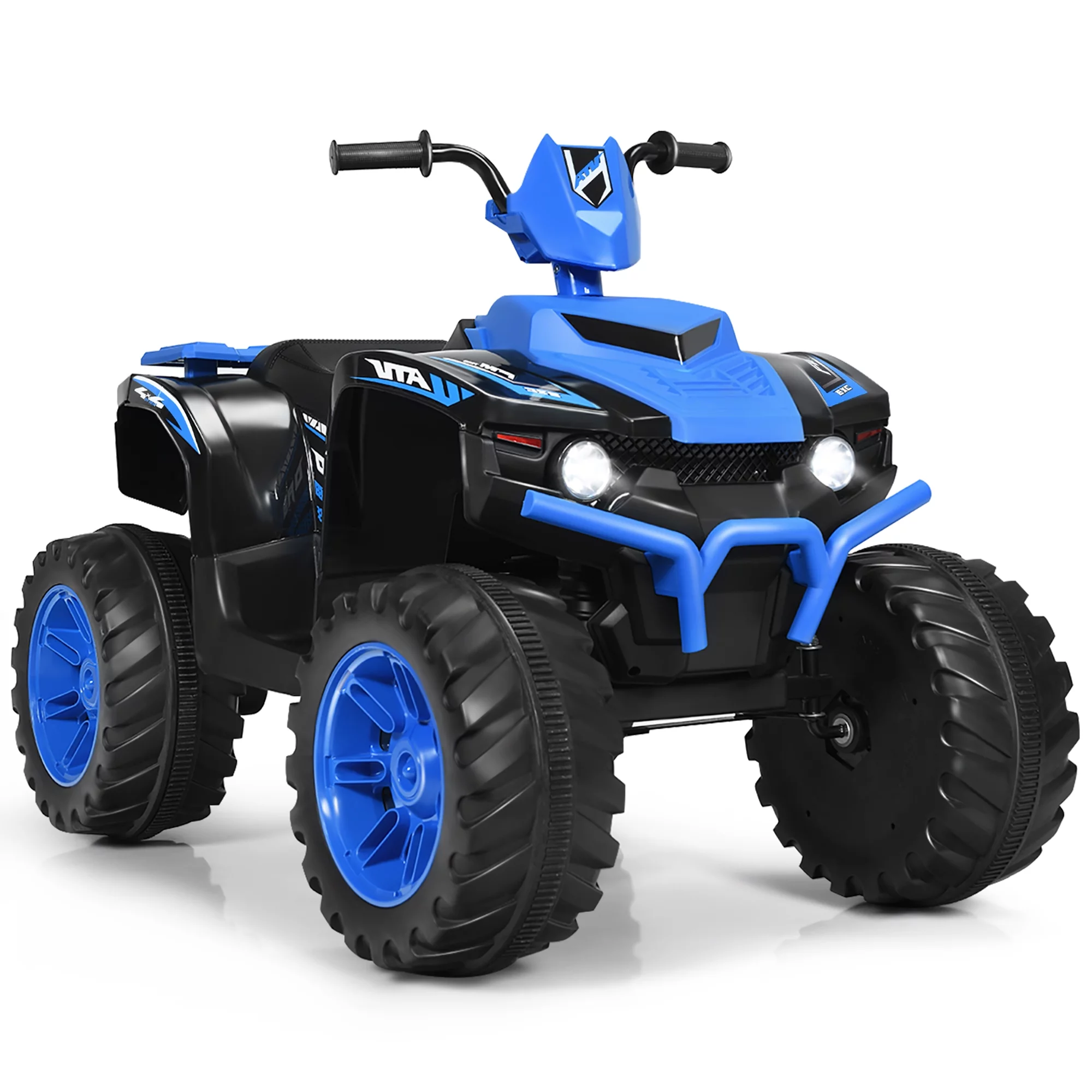 Costway 12V Kids 4-Wheeler ATV Quad Ride On Car w/ LED Lights Music  USB Navy - Womvr