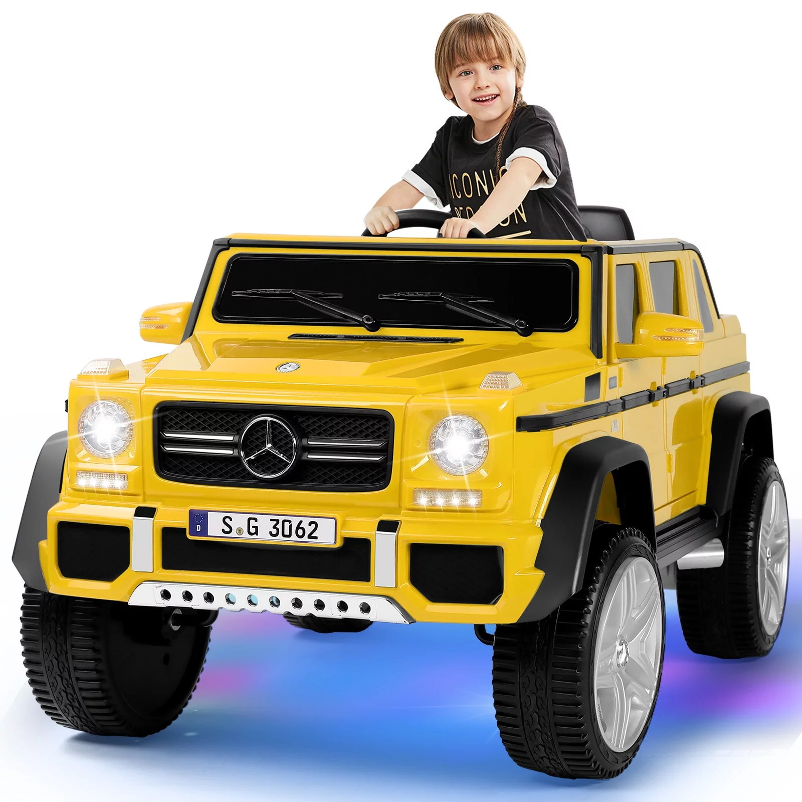 JOYLDIAS 12V Mercedes-Benz G650S Kids Ride On Car Electric Toy w/Remote Control, 3 Speeds, LED Lights, Bluetooth, Music(Pink) - Womvr