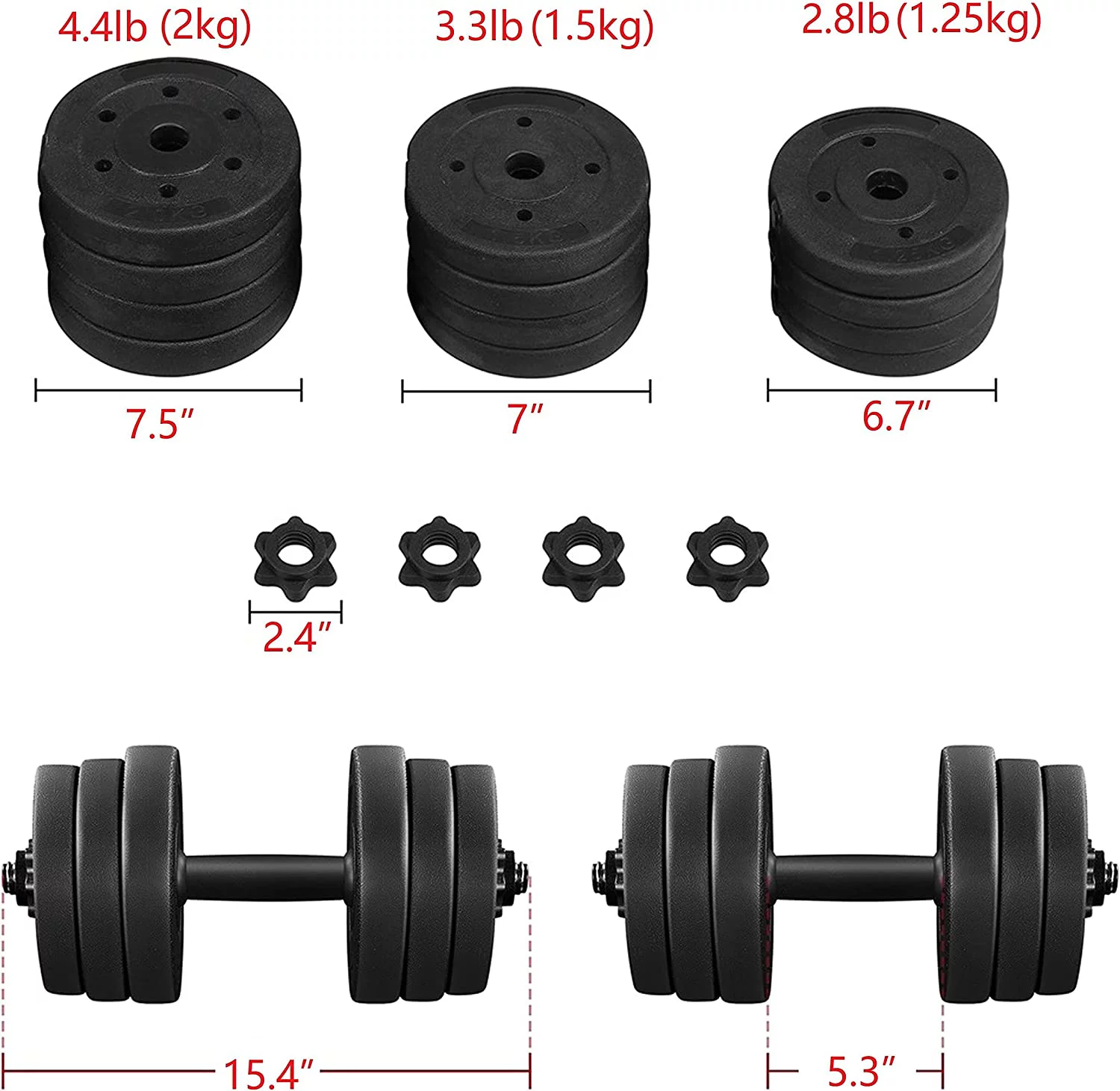 Dumbbells Weight Set 44LB/66LB Adjustable Dumbbell Weights Exercise & Fitness Equipment for Women & Men Gym Home Strength Bodybuilding Training - Womvr