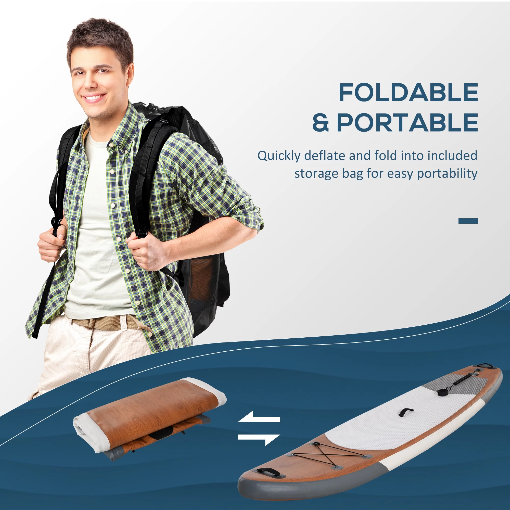 Soozier Inflatable Stand Up Paddle Board Ultra-Light Yoga SUP with Non-Slip Deck Pad, Premium Accessories, Waterproof Bag, Safety Leash and Hand Pump for Surfing, Touring and Fishing, Blue - Womvr