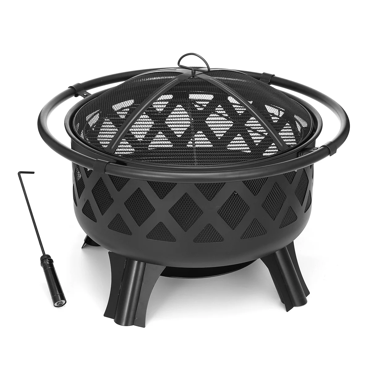 Singlyfire 30 inch Fire Pit for Outside 2 in 1 BBQ Wood Burning Fire Pit for Outdoor Camping Large Fire Pit Wood Bowl Firepit with Grate Spark Screen Log Grate - Womvr