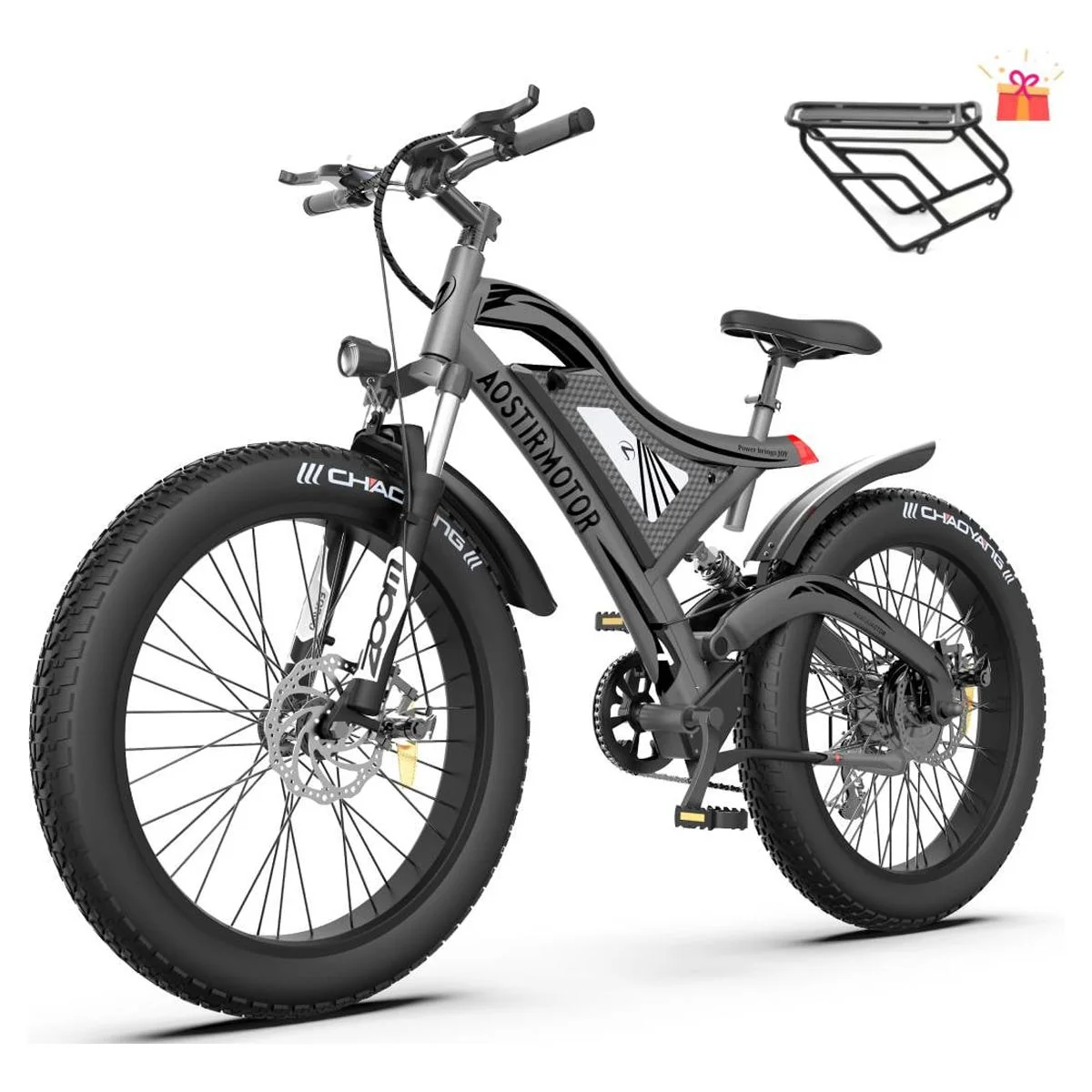 Aostirmotor Electric Mountain Bike 750W 48V15Ah Removable Lithium Battery, Fat Tire Ebike 26x4.0 inch Electric Bike for Adults - Womvr
