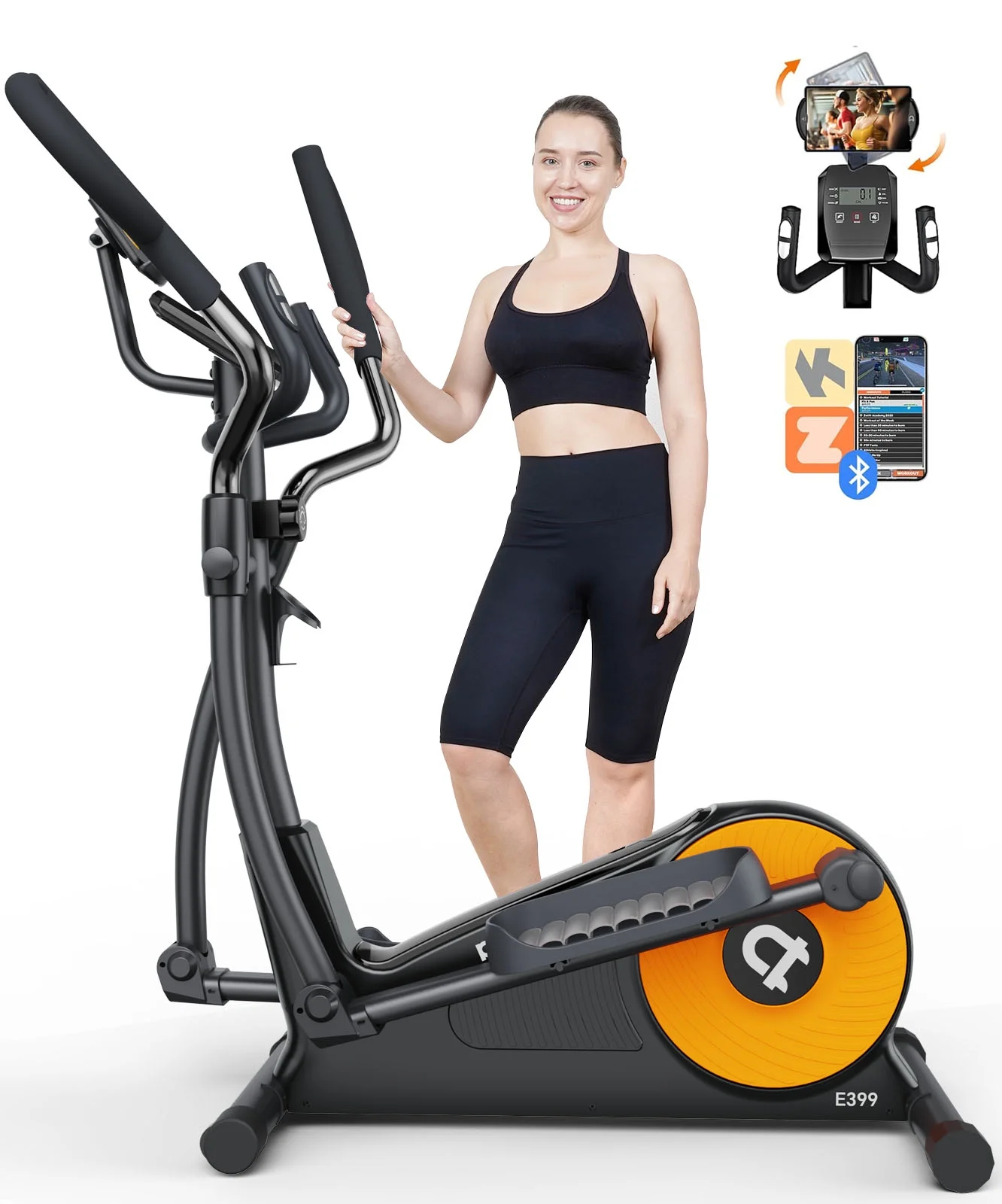 Pooboo Silent Magnetic Elliptical Bike Stationary Exercise Machine for Home Gym Cardio Workout 300lb - Womvr