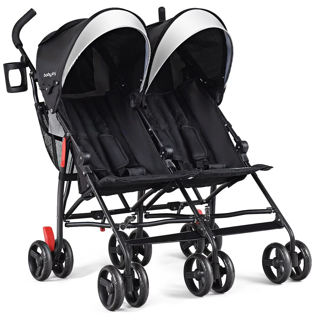 Baby-joy Foldable Twin Baby Double Stroller Kids Ultralight Umbrella Stroller Pushchair Black - Womvr