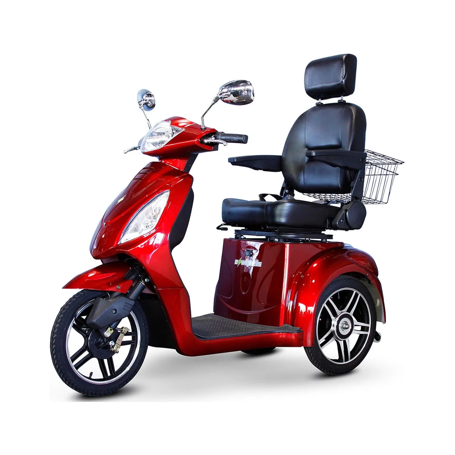 EWheels 3 Wheeled Wide Body Mobility Scooter w/ Anti Theft Alarm, Red - Womvr