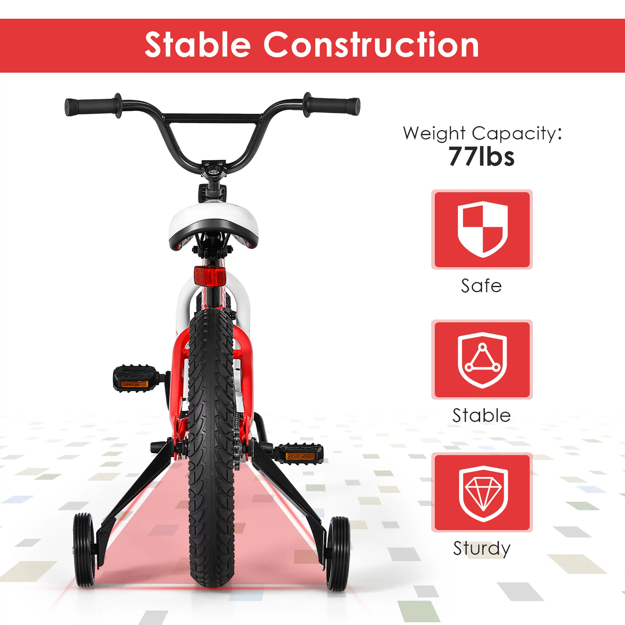 Babyjoy 16'' Kids Bike Bicycle w/ Training Wheels for 5-8 Years Old Boys Girls - Womvr