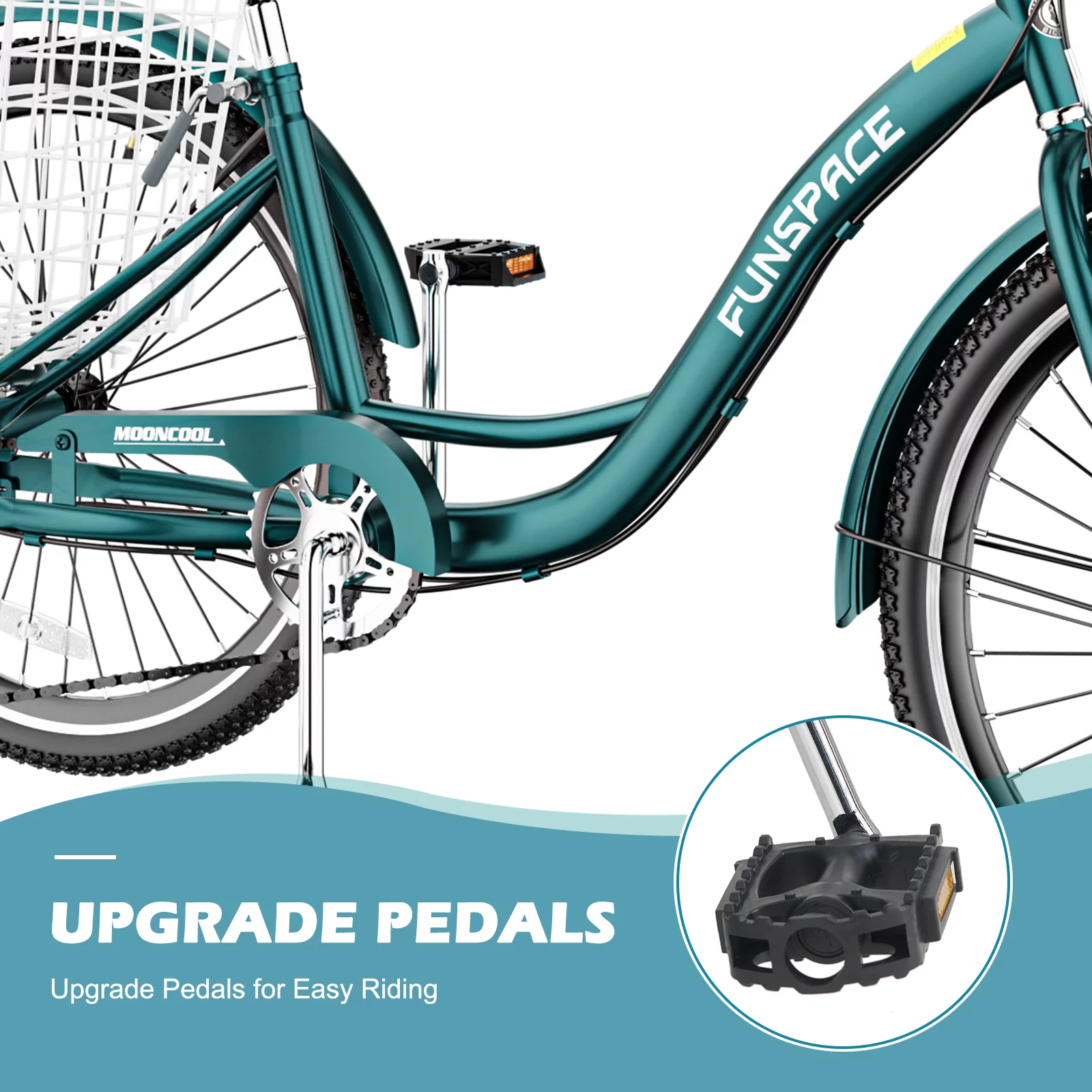 MOONCOOL Adult Tricycles, 3 Wheel 7 Speed Trikes, 20/24/26 inch Adult Trikes 3 Wheeled Bike with Basket for Seniors, Women, Men - Womvr