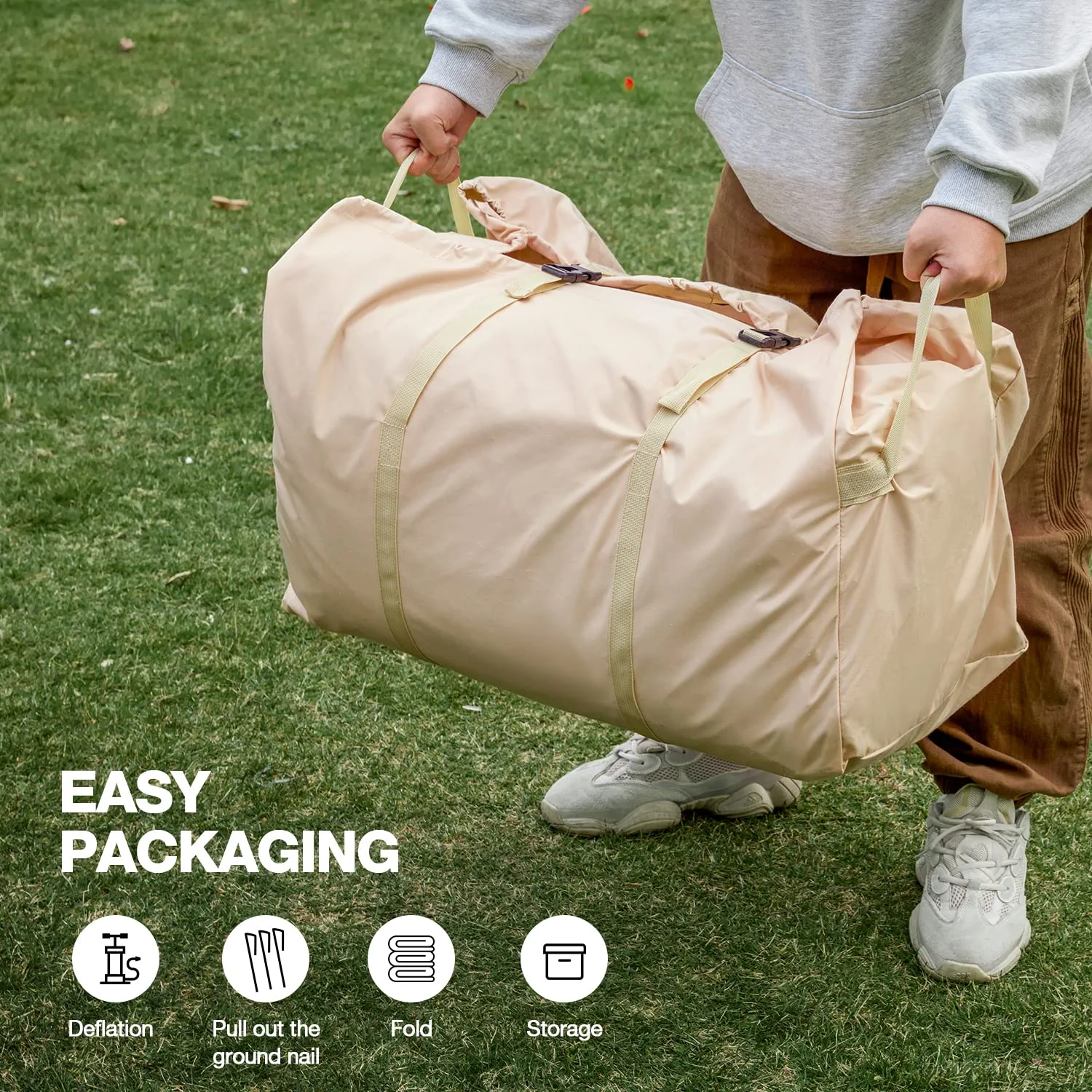 Richryce Inflatable Camping Tent with Pump, 129 SFT Cabin Tent, 4-6 Person Glamping Tents, Waterproof Windproof Outdoor Cotton Tent with Carrying Bag - Womvr