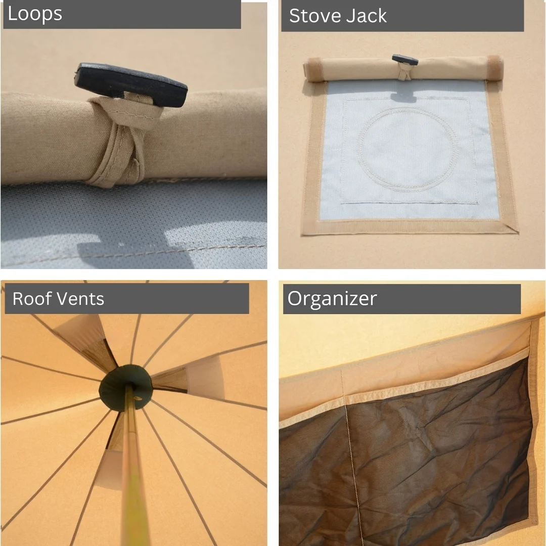 WHITEDUCK Regatta Canvas Bell Tent w/Stove Jack, Sandstone Beige, 13', Water Repellent 4-Season Camp - Womvr