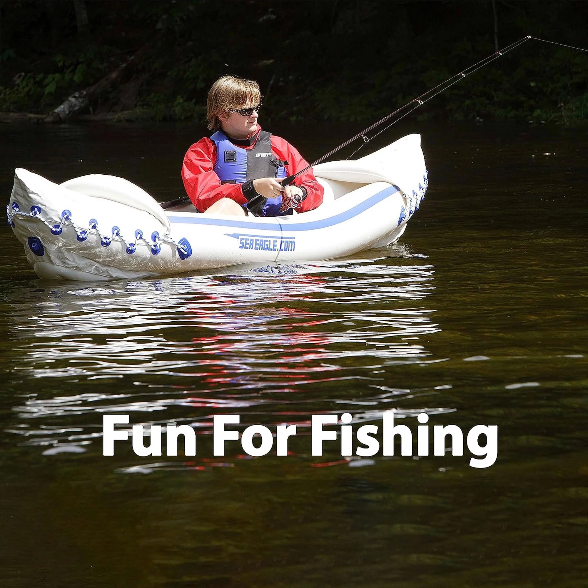 SEA EAGLE 370 Professional 3 Person Inflatable Sport Kayak Canoe w/ Paddles - Pro Package - Womvr