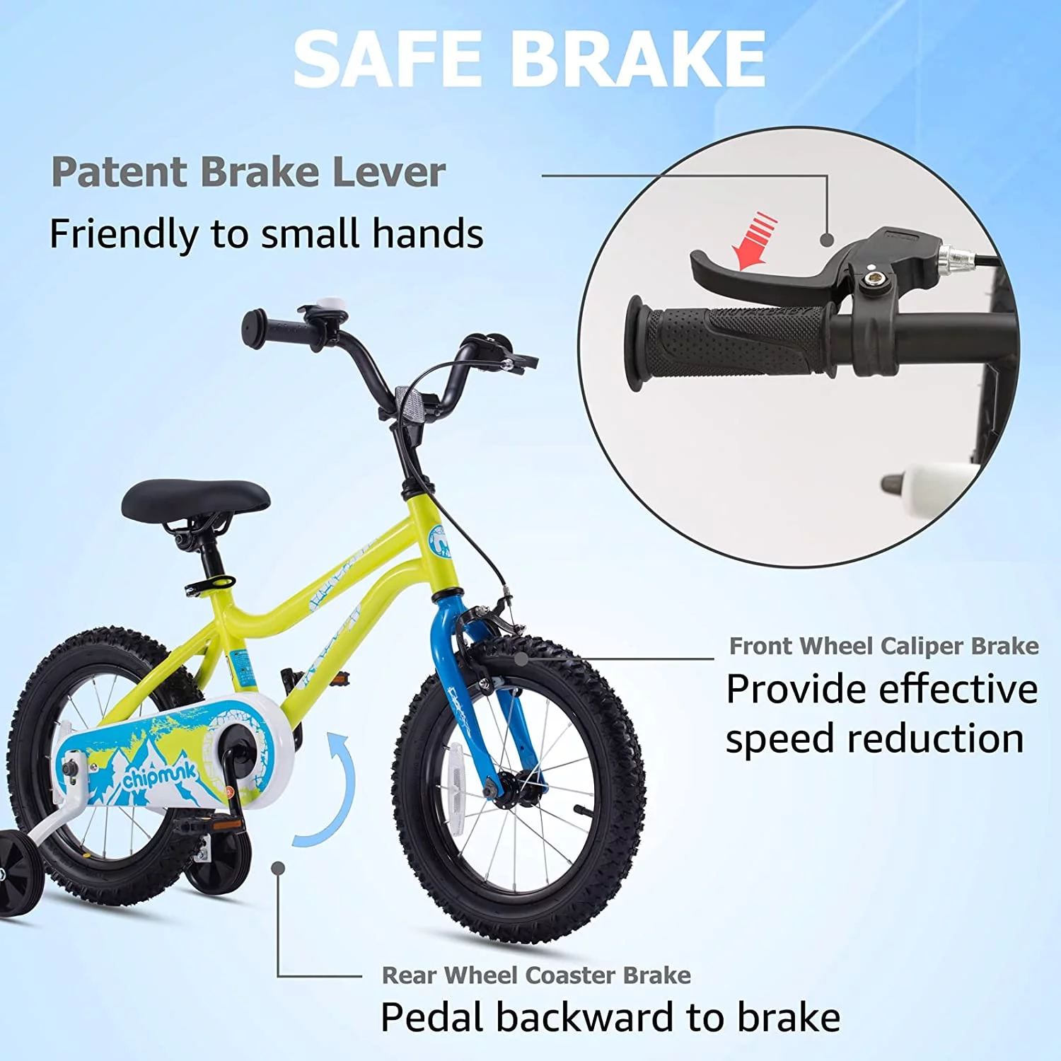 RoyalBaby Chipmunk Kids Bike Boys Girls 16 Inch Bicycle with Training Wheels and Kickstand Red - Womvr