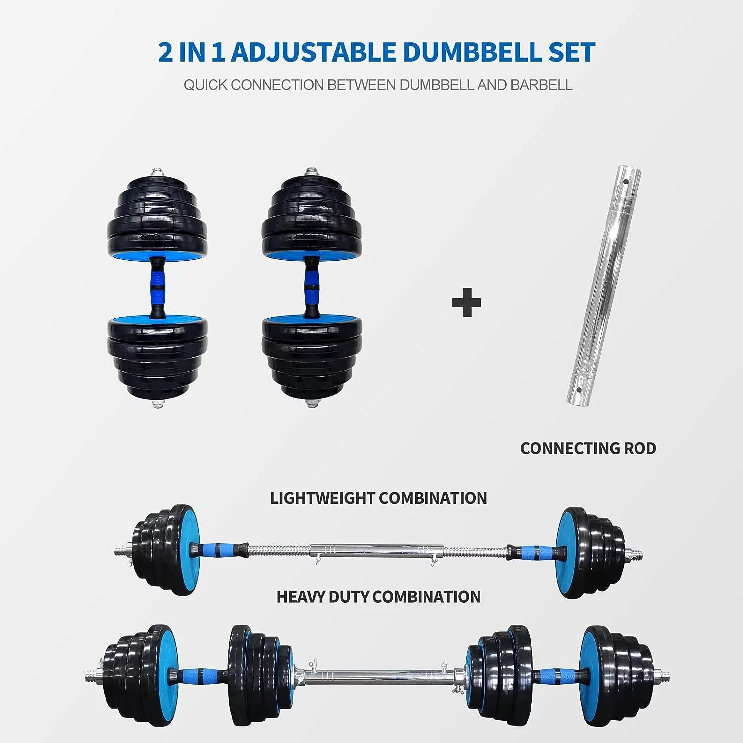 IVV Adjustable Weights Dumbbells Set of 2, 66LBS 2 in 1 Exercise & Fitness Dumbbells Barbell Set for Men Women - Womvr
