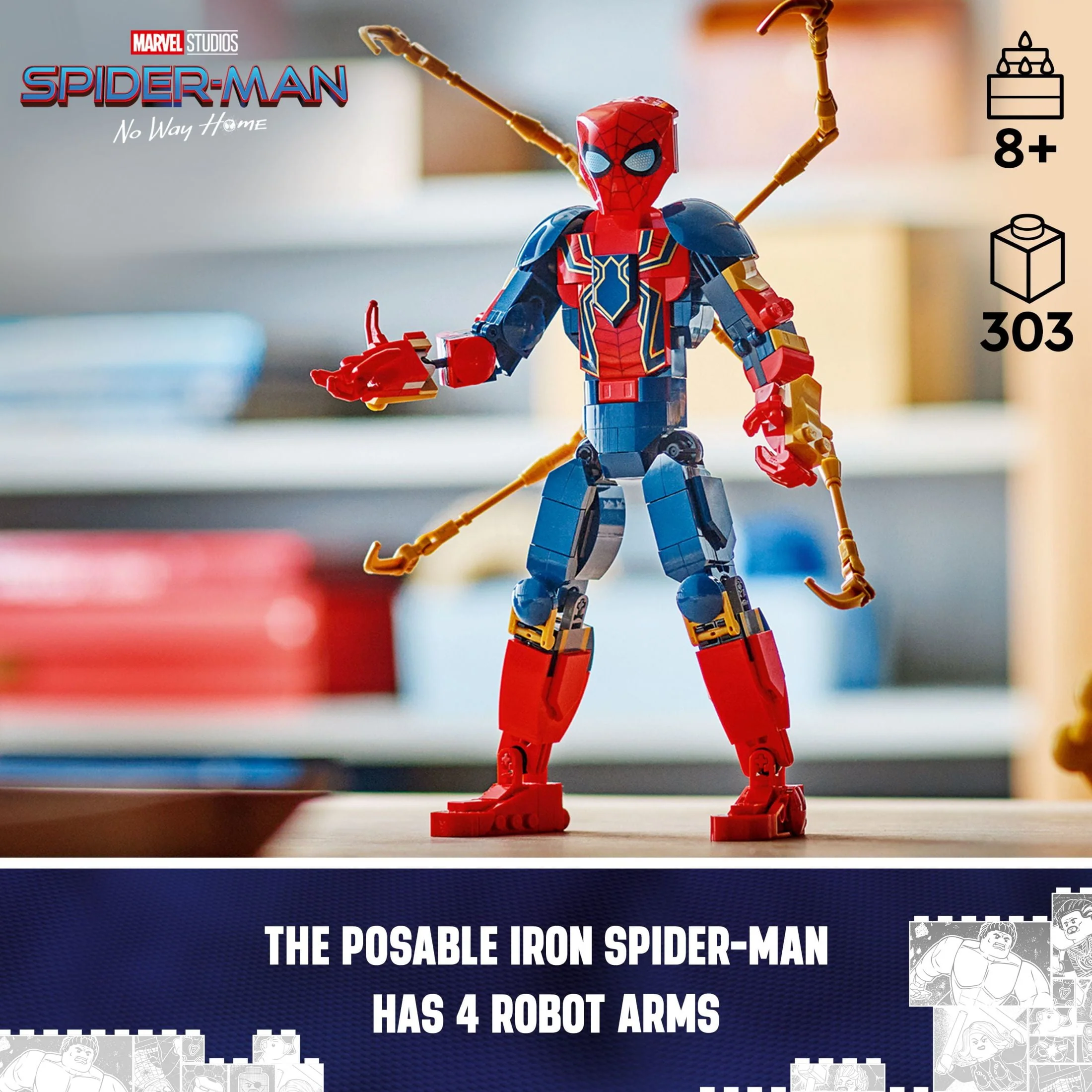 LEGO Marvel Iron Spider-Man Construction Figure, Super Hero Marvel Toy for Kids, Posable Spider-Man Action Figure with Armor, Buildable Toy Model, Gift for Boys and Girls Ages 8 and Up, 76298 - Womvr