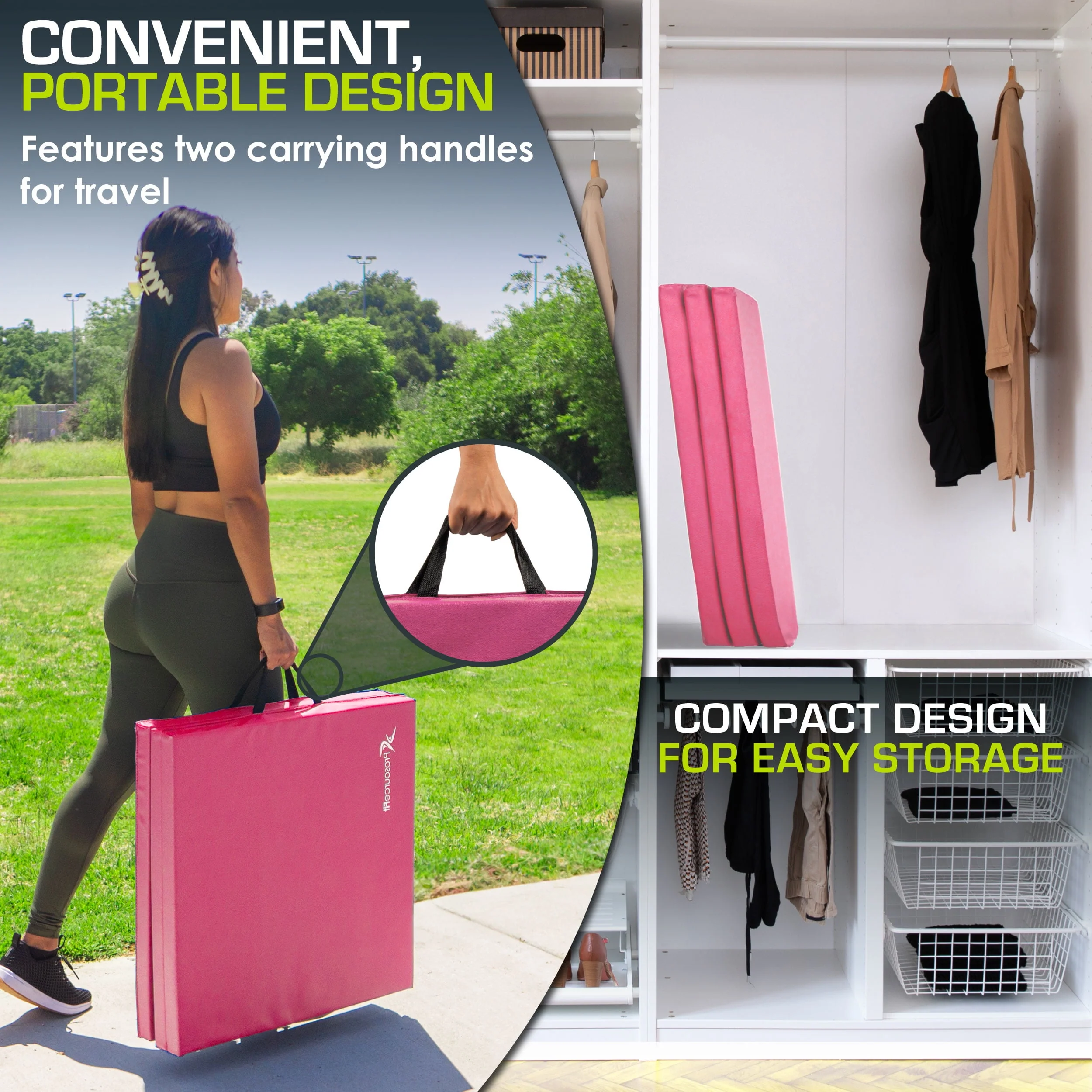 ProsourceFit Tri-Fold Folding Gymnastics Mat 6'x2' for Exercise - Womvr