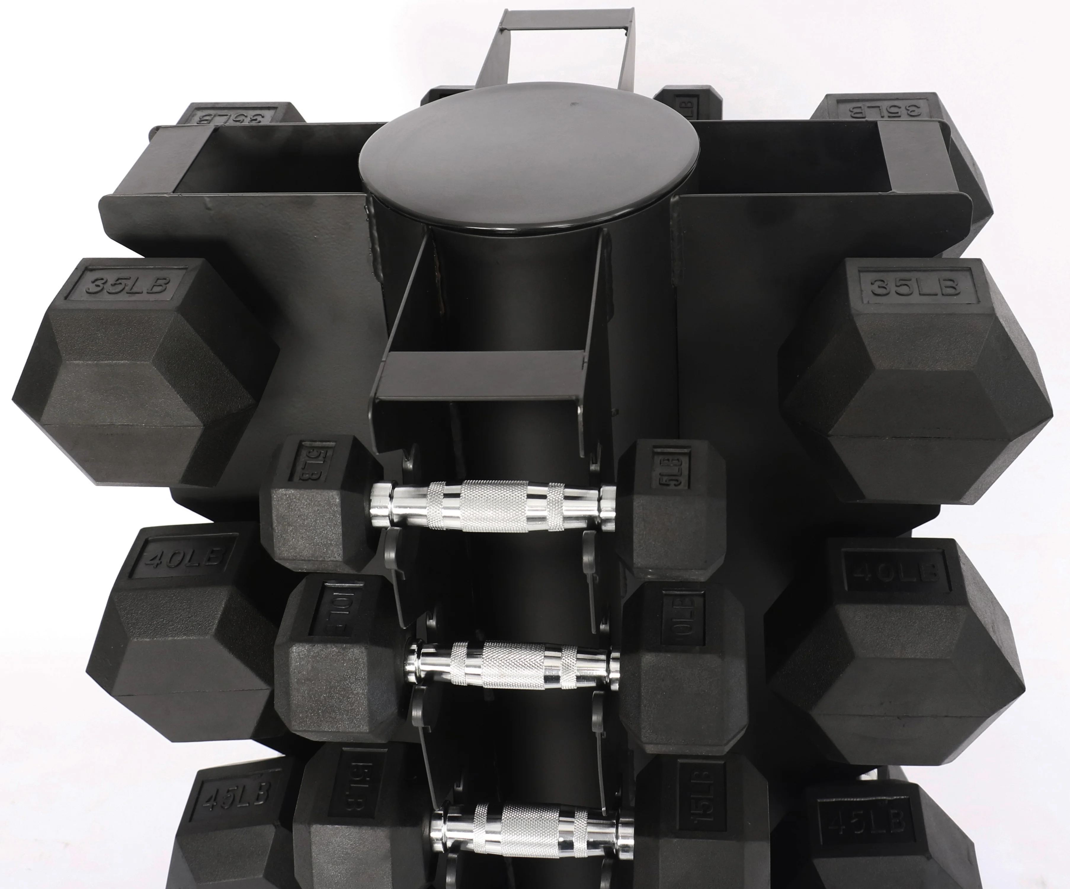 BalanceFrom 100LB Rubber Coated Hex Dumbbell Weight Set with A-Frame Rack, 5-20 lbs Pairs - Womvr