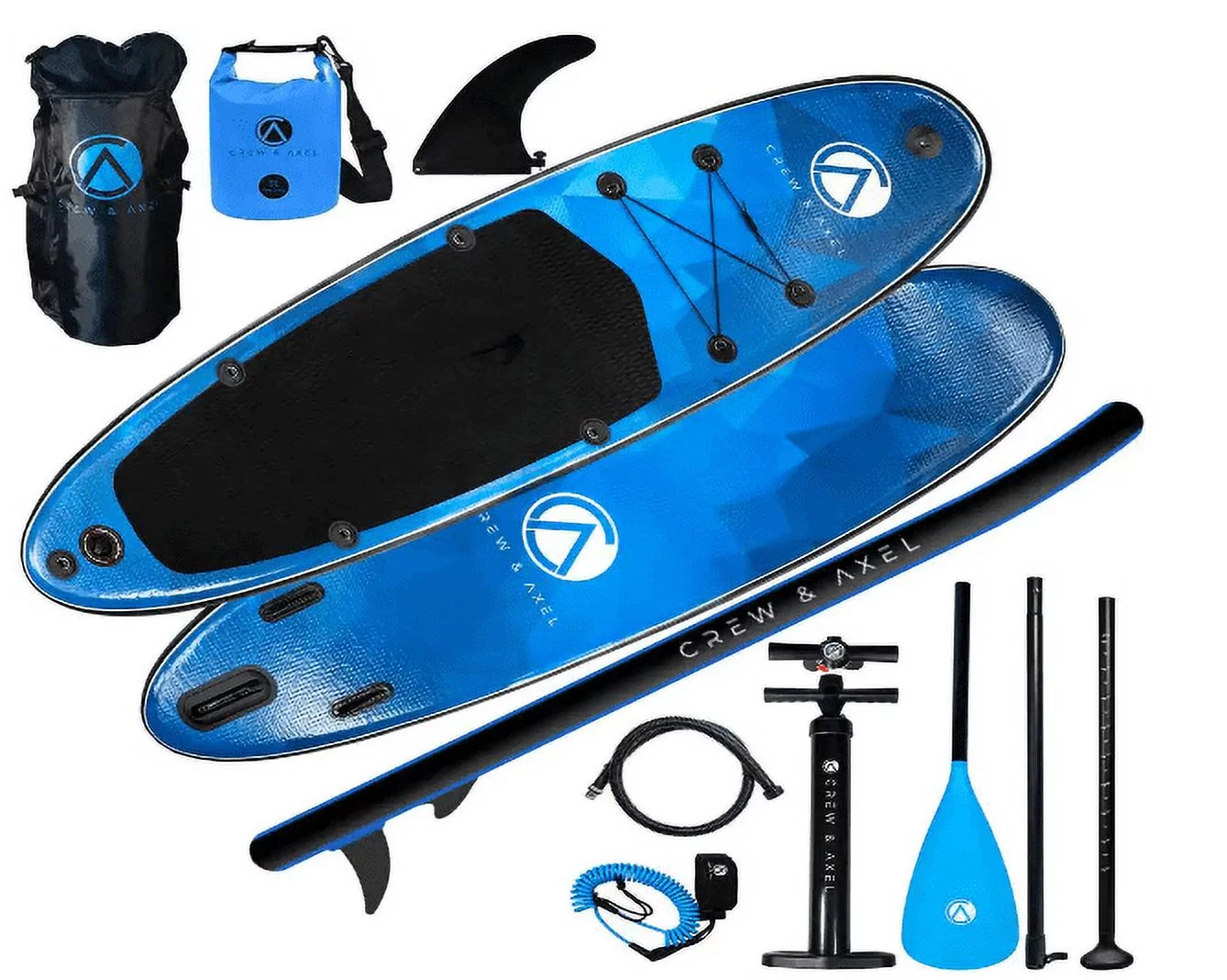 Inflatable Stand Up Paddle Board Non Slip SUP W Backpack, 3 Fins, Paddle, Pump (10 ft. x 33 in. x 6.2 in.) 17 lbs. Blue - Womvr