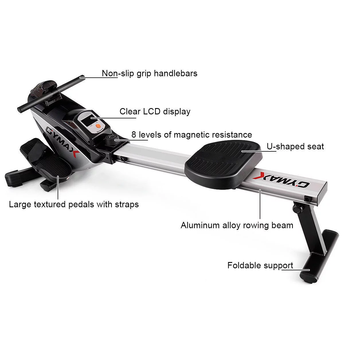 Gymax Folding Magnetic Rowing Machine Rower Exercise Cardio Adjustable Resistance - Womvr