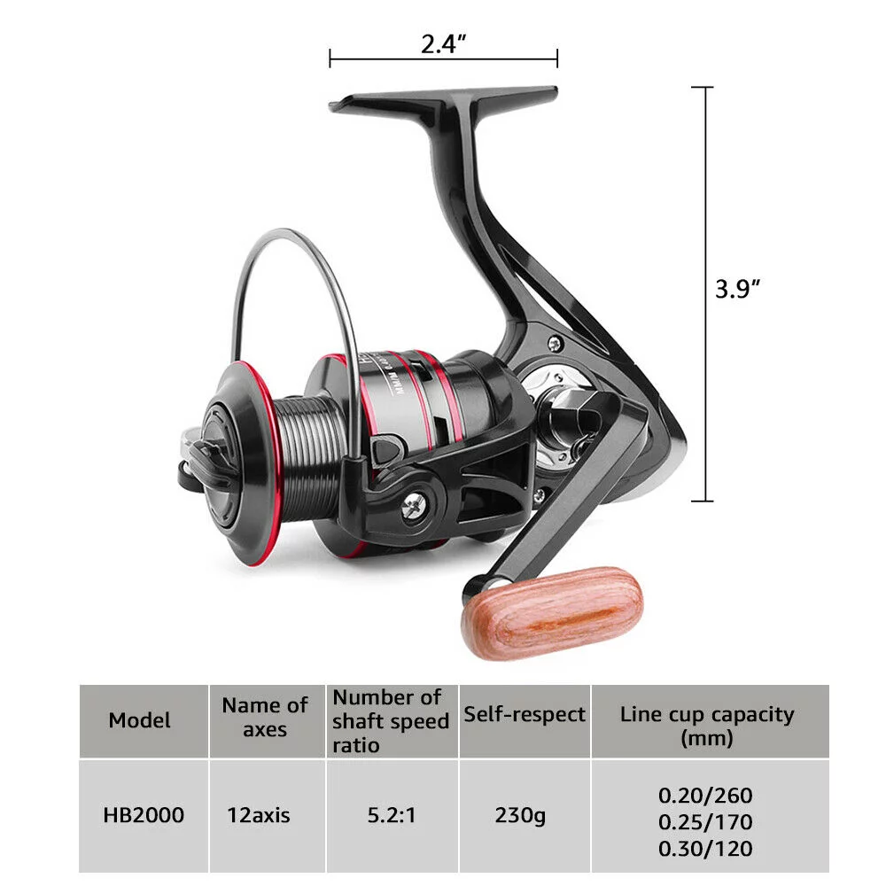 Heavy Duty Spinning Reel Saltwater Offshore Fishing Reel Max Drag 18lbs HB500-HB6000 - Womvr