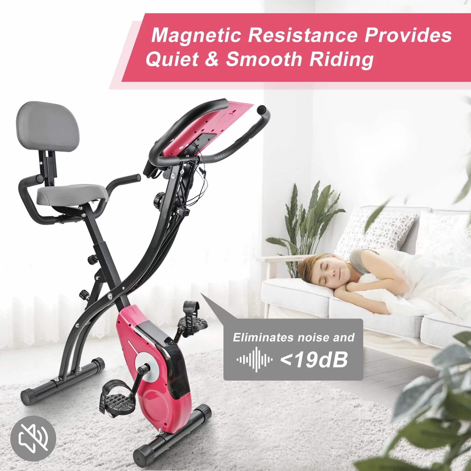 Wonder Maxi Folding Upright Exercise Bike Stationary Cycling Bike up to 441 lbs for ​Home Gym (Black) - Womvr