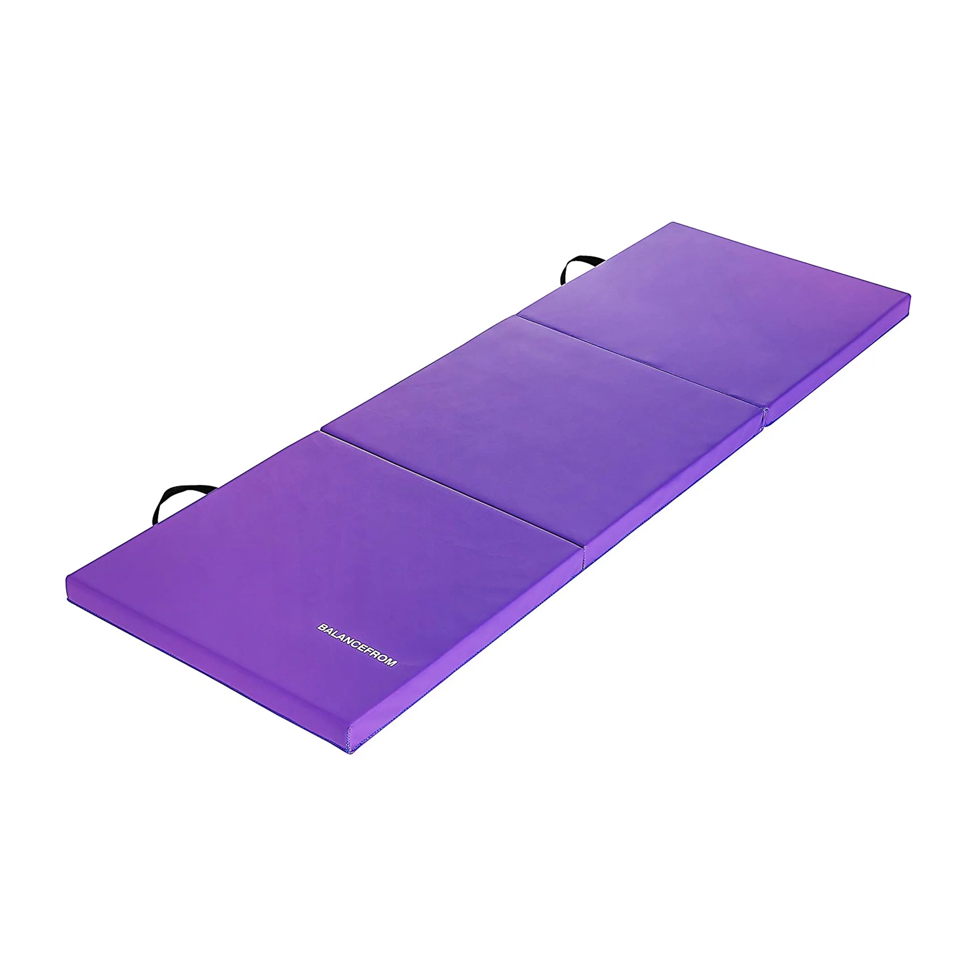 BalanceFrom 6 Ft. x 2 Ft. x 2 In. Three Fold Folding Exercise Mat with Carrying Handles for MMA, Gymnastics and Home Gym, Black - Womvr