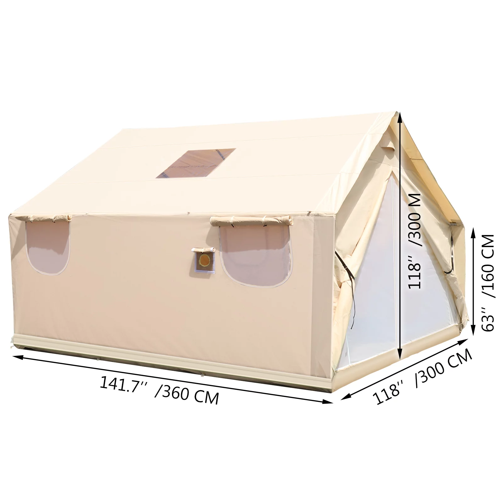 VEVOR Canvas Wall Tent 10x12ft, Wall Tent with PVC Storm Flap, Large Canvas Wall Tent Waterproof, Camping Canvas Tents with Stove Hole for 6-8 People Outdoor Camping Hiking Party Hunting - Womvr