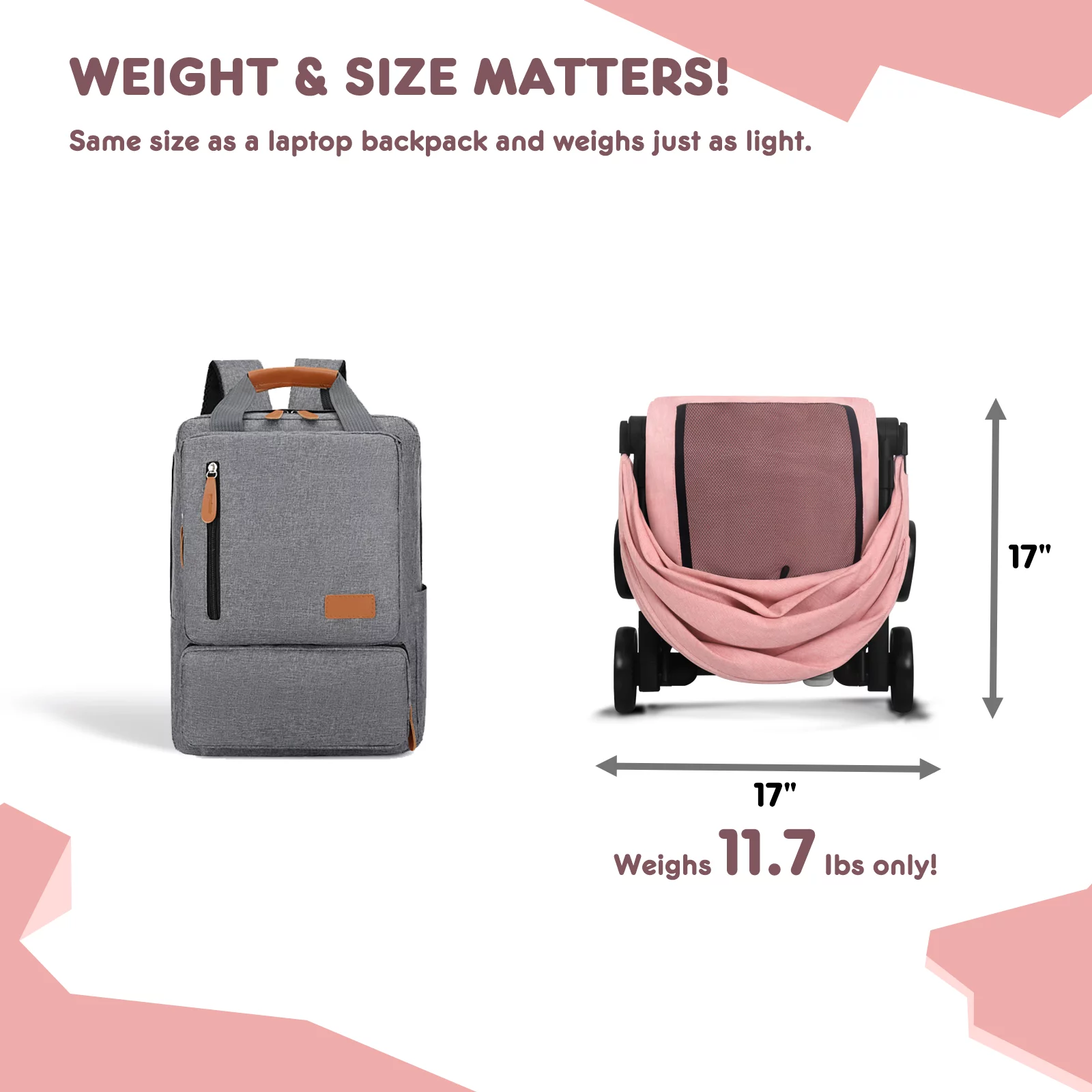 HARPPA Lightweight Travel Stroller, Compact Umbrella Stroller for Babies, Easy Folding, Black - Womvr
