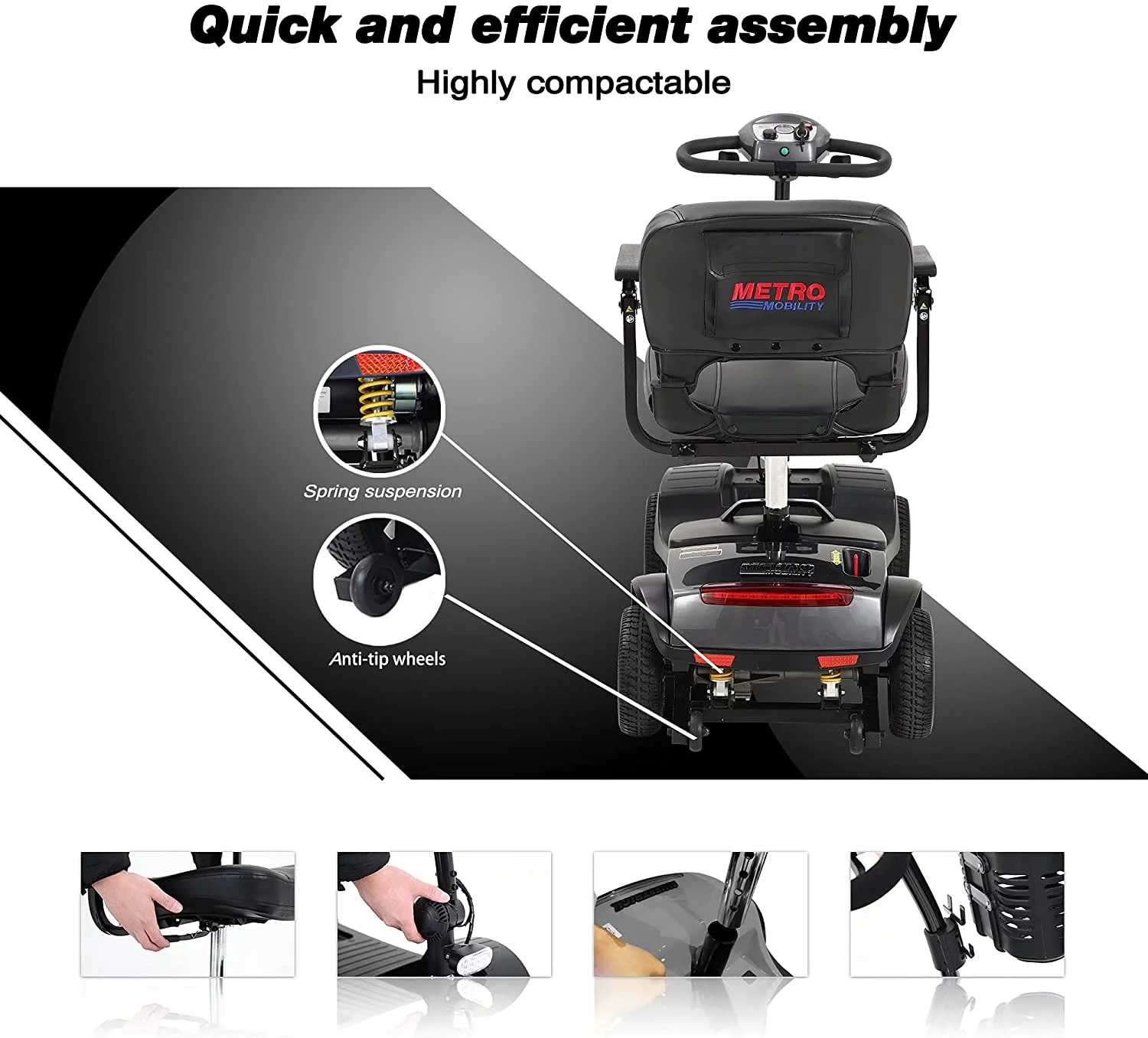 Metro Mobility Elderly Scooter Folding Scooter Adults 4 Wheel Scooter . - Womvr