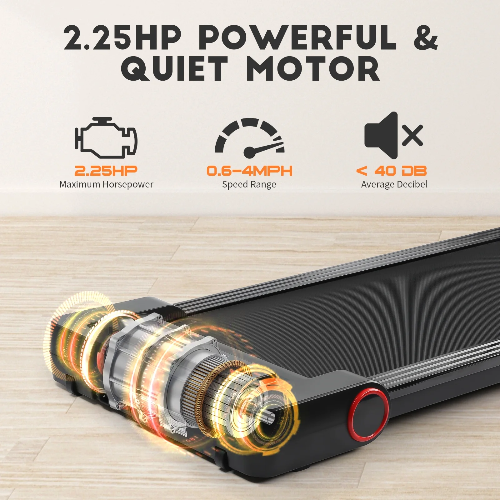 2 in 1 Under Desk Treadmill with 300lbs Weight Capacity, Portable Quiet Compact Walking Pad, Electric Treadmill for Walking and Jogging - Womvr