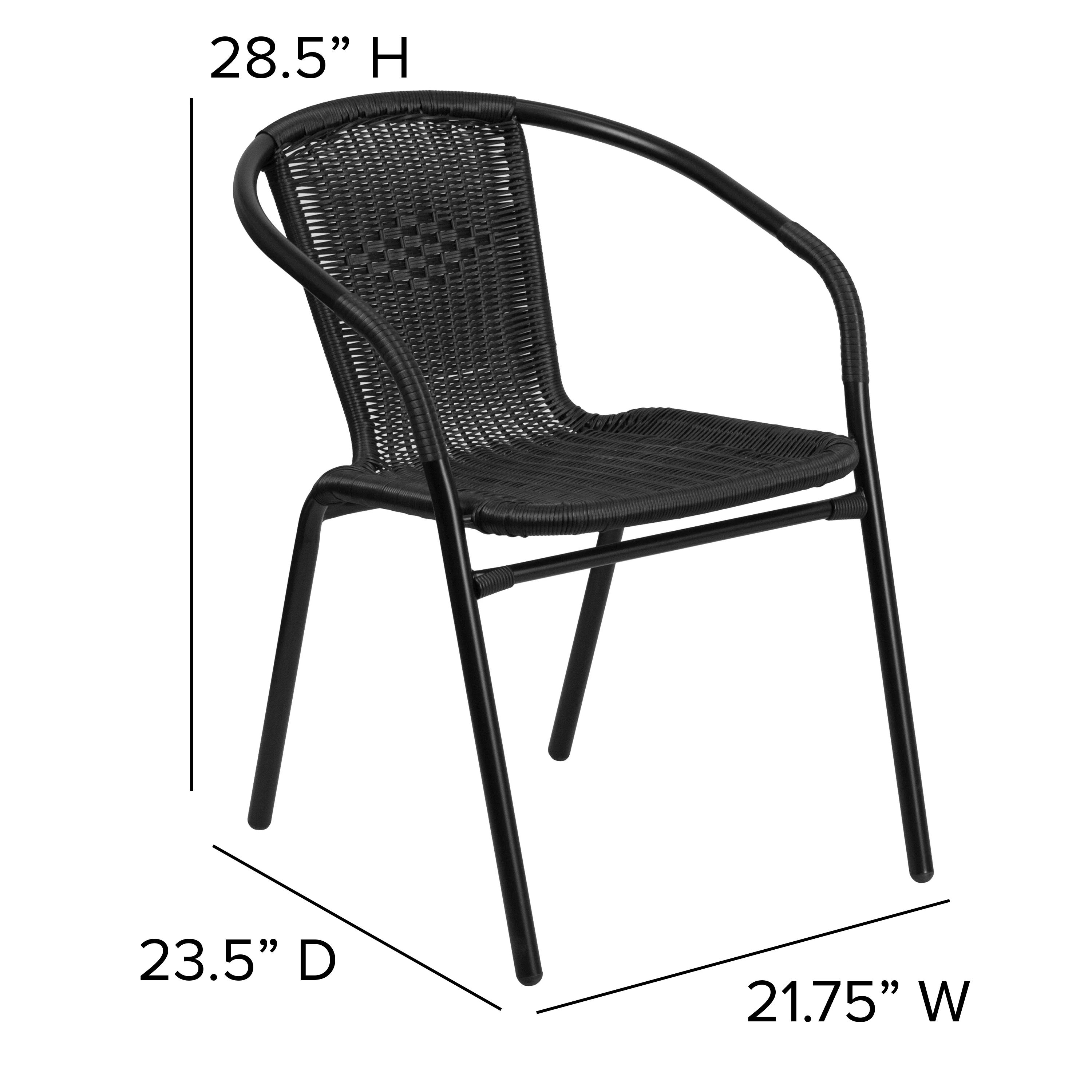 Emma + Oliver 2 Pack Gray Rattan Indoor-Outdoor Restaurant Stack Chair with Curved Back - Womvr