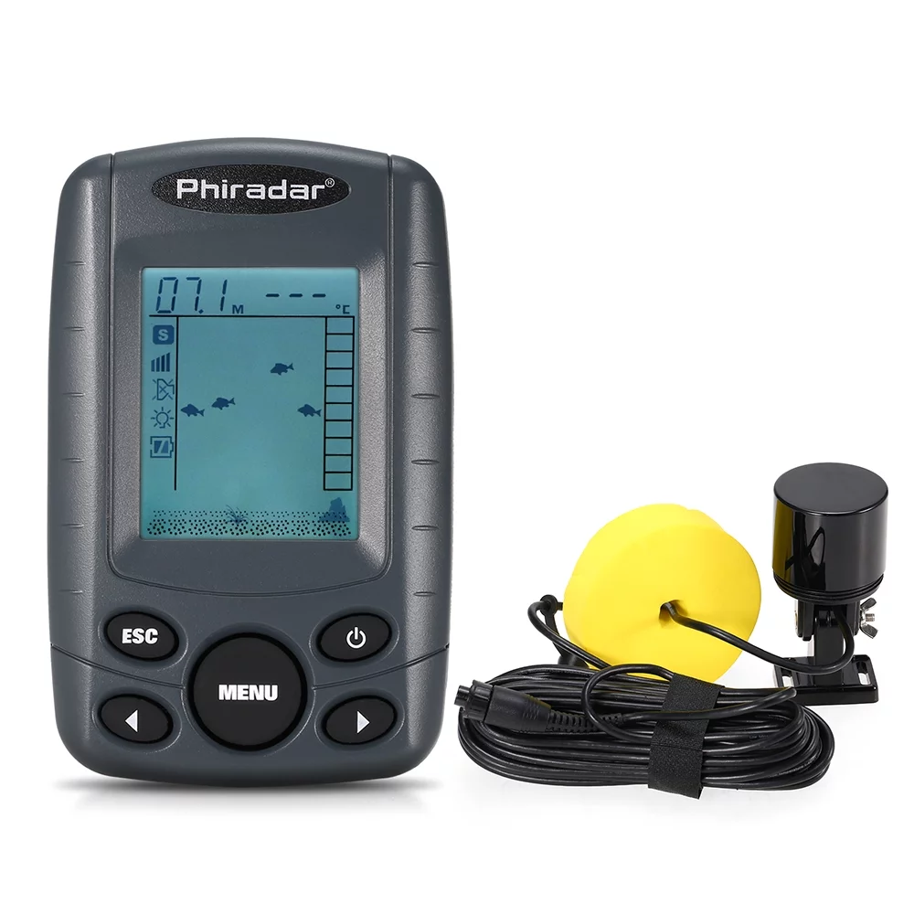 Phiradar Fish Finder with Wired Sonar Sensor Transducer, Portable 2.4 Inch LCD Fishing Finder Improve Your Fishing Success - Womvr